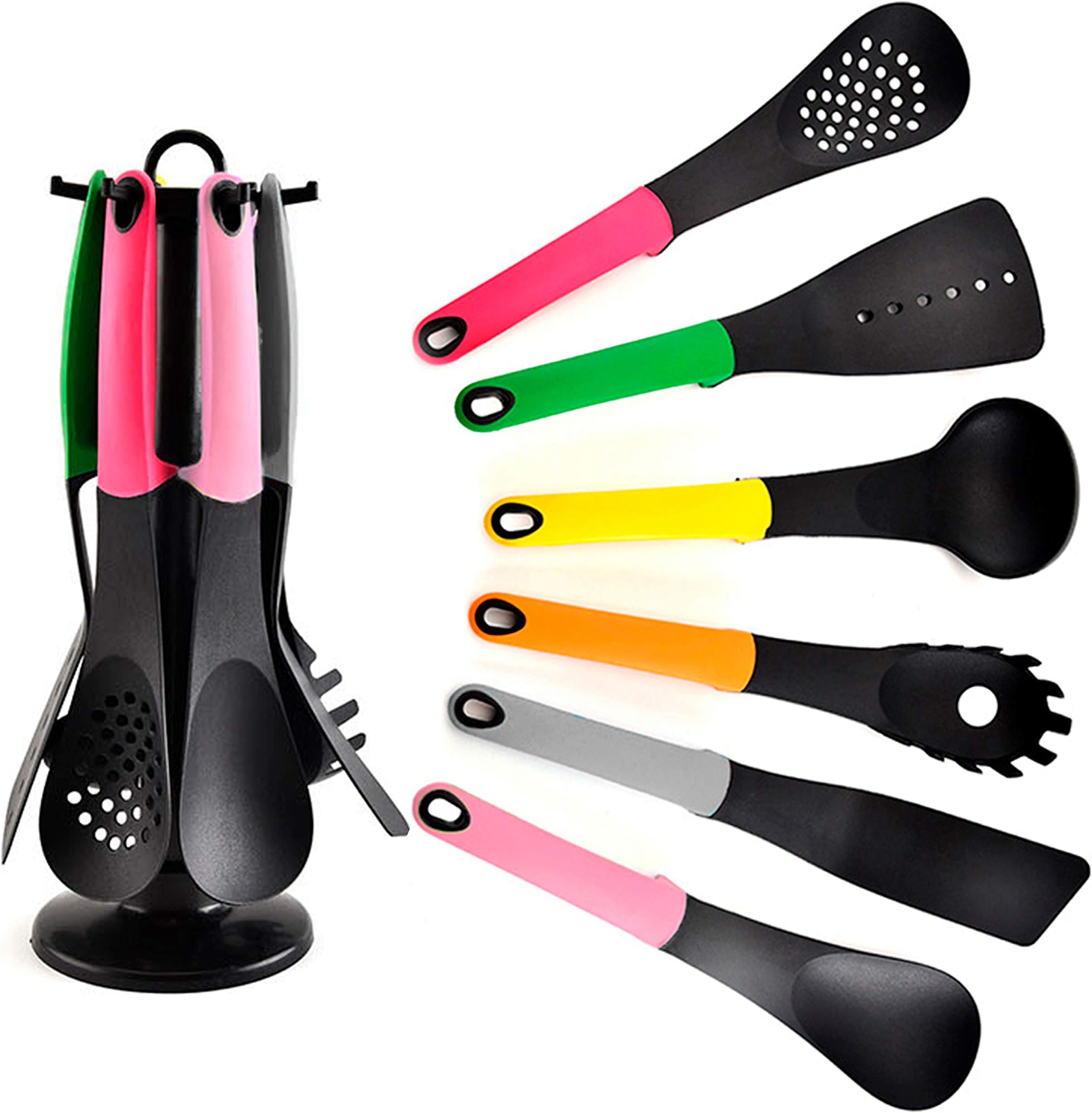 6 Piece Kitchen Utensils Set with Carousel Stand, Suitable for Non-Stick cookware, Non-Scratch and Dishwasher Safe