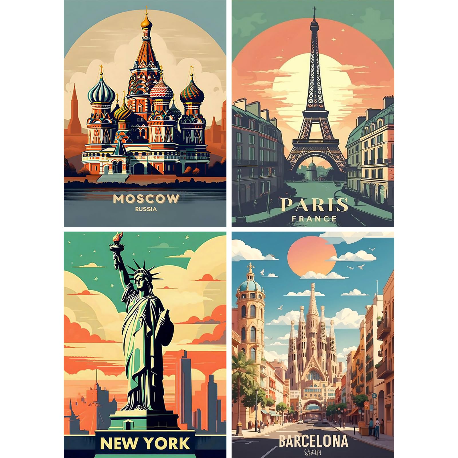 SHEGZHUC Póster de ciudad con pintura de diamantes, 30 x 40 cm, diseño vintage