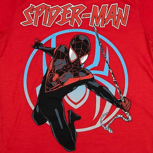 Miniatura 6 de Marvel Avengers Spider-Man Black Panther Miles Morales - Conjunto de camiseta de manga corta para niños, camiseta sin mangas y pantalones cortos de