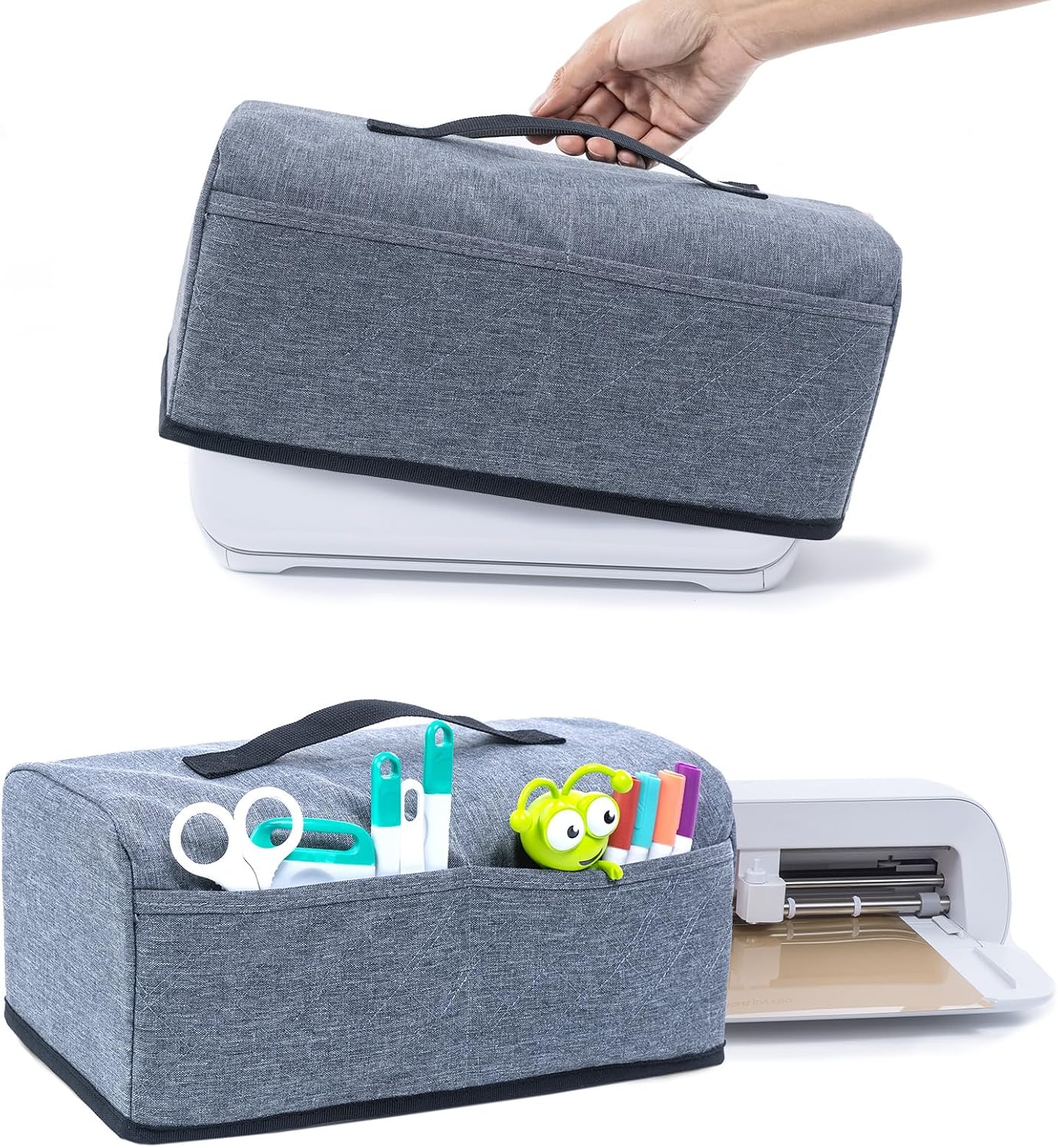 AMOIGEE Dust Cover Compatible with Cricutt Joy Xtra Smart Cutting Machine, fit Cricutt Cover with Pockets for Cricutt Accessories and Tools