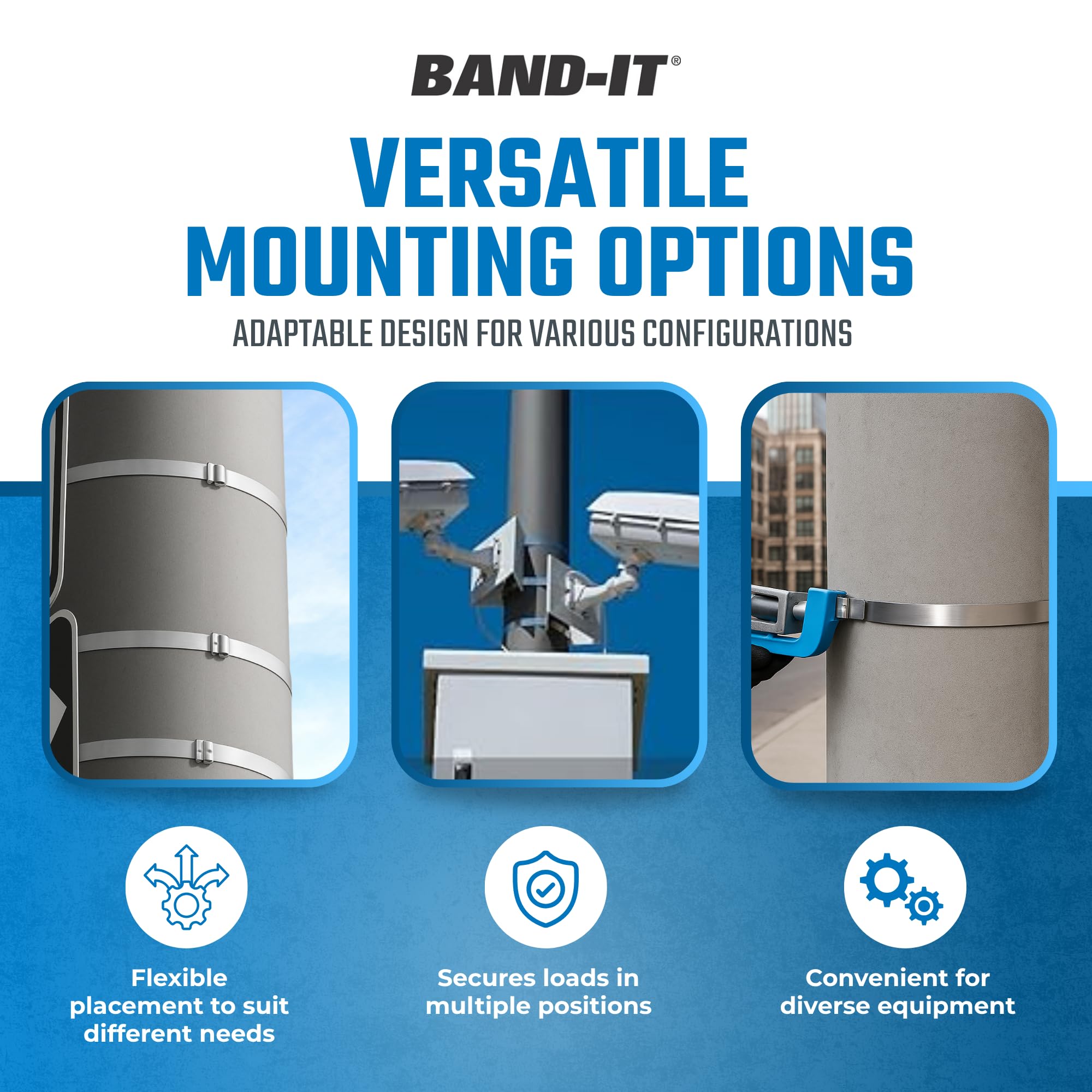 Abrazaderas De Metal BAND-IT CP24S9 Center Punch Clamp - 5/8" Wide 201 Stainless Steel Clamps (25 Per Box) Water Bandit