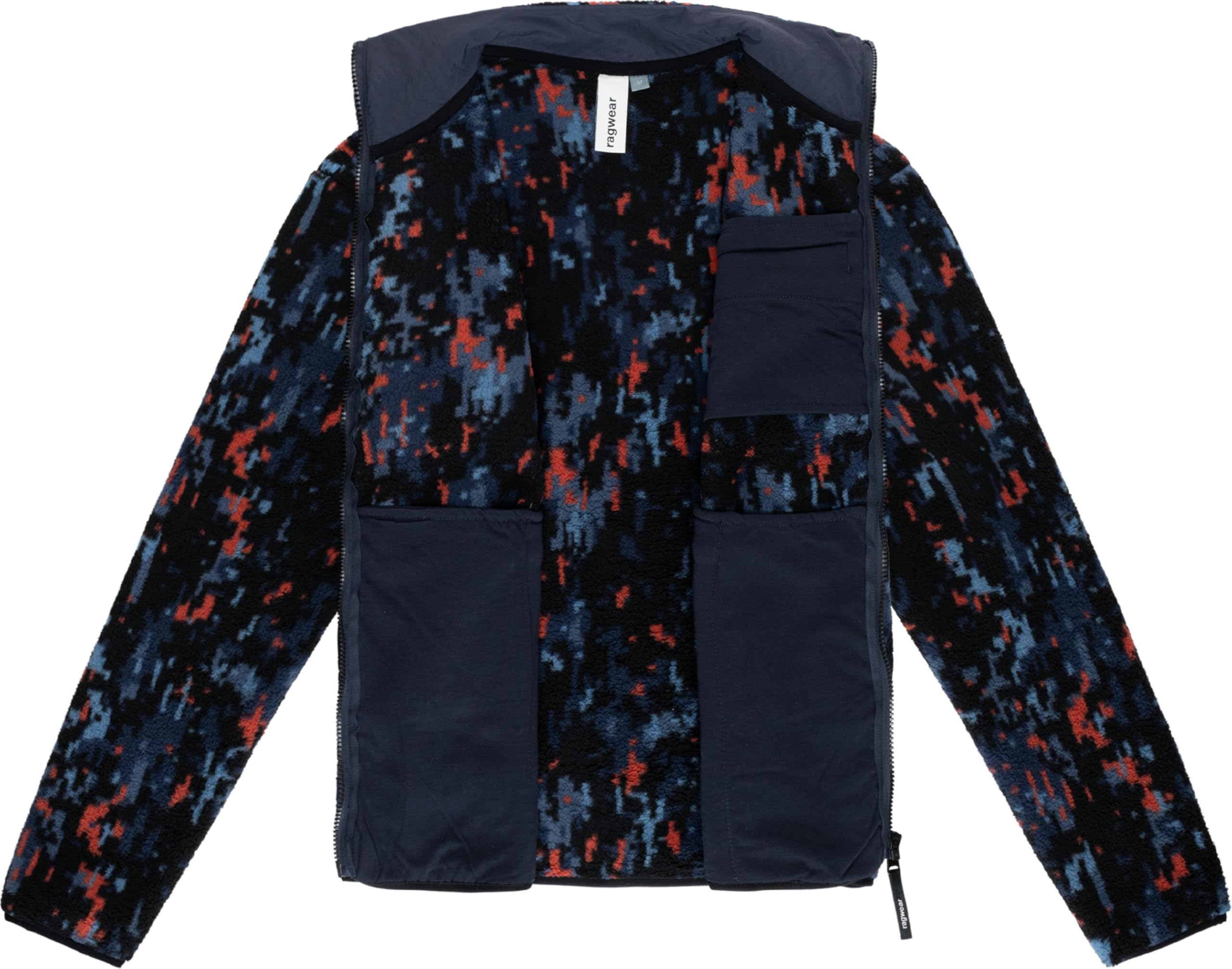 Ragwear Herren Fleecejacke warme Teddyfleece-Jacke Plüschjacke mit Brusttasche Tawon Print S-XXL