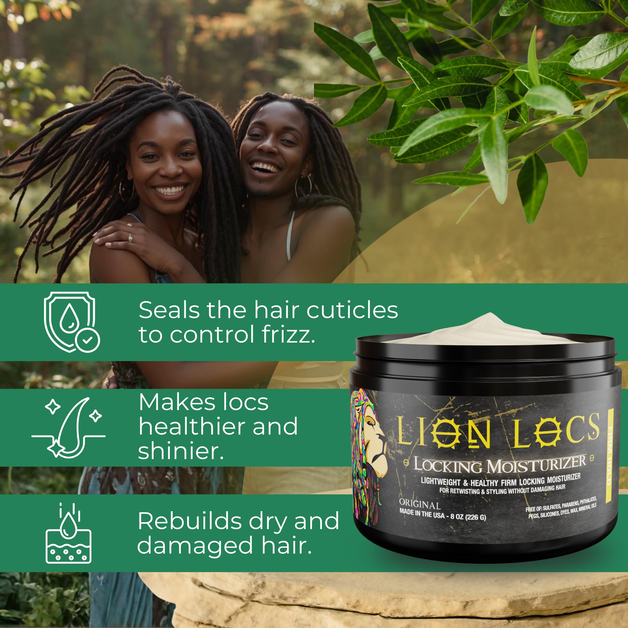 Lion Locs Firm Hold Hair Locking Dreadlock Gel Cream for Dreadlock - Duży pojemnik (236 ml mocny żel blokujący)