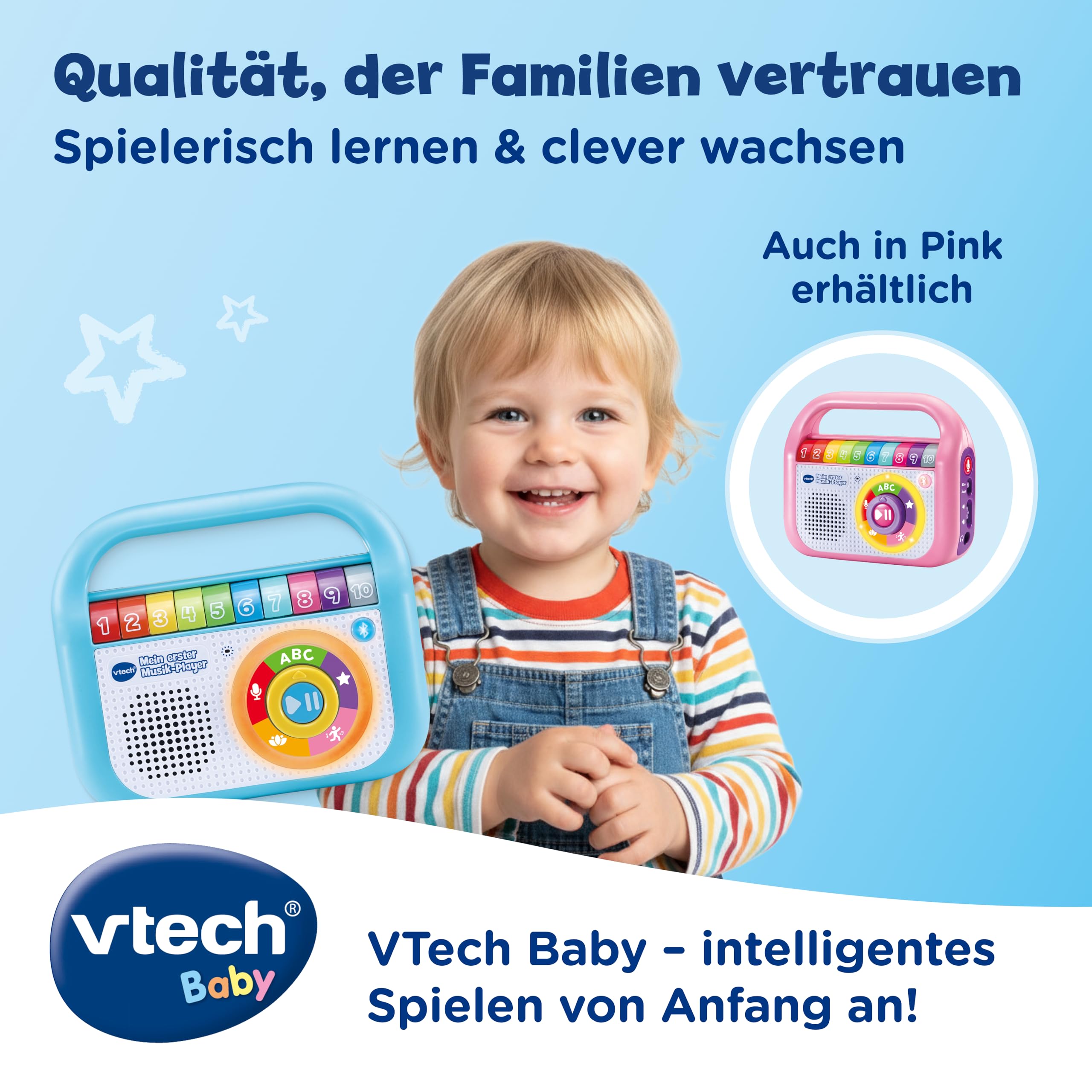 VTech Mein Erster Musik-Player – Kinder MP3 Player mit Bluetooth, 40 Lieder