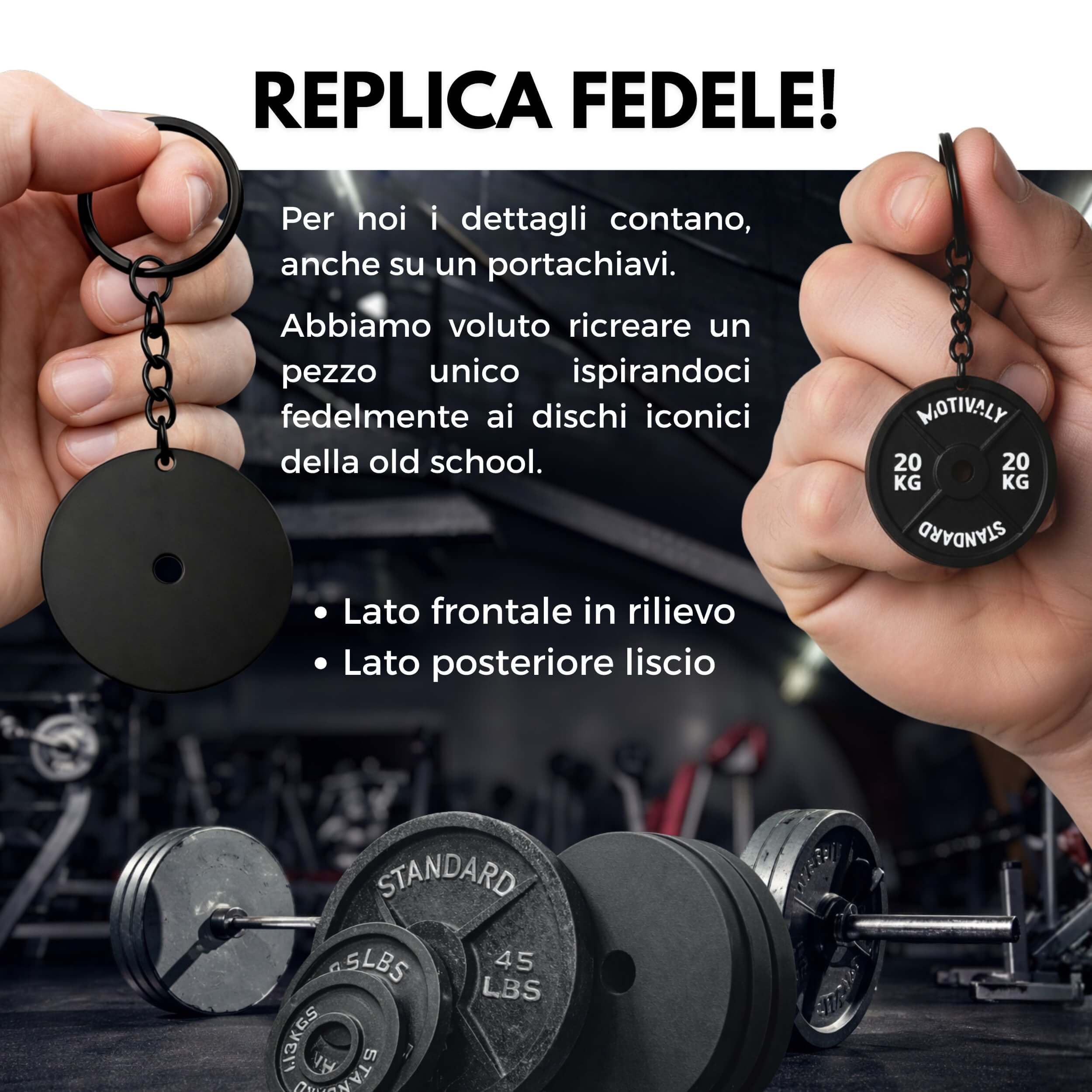 Portachiavi Disco Palestra 20kg Old School, Gadget Motivazionale Bodybuilding e Fitness, Idea Regalo Sportivi, Personal Trainer, Crossfit