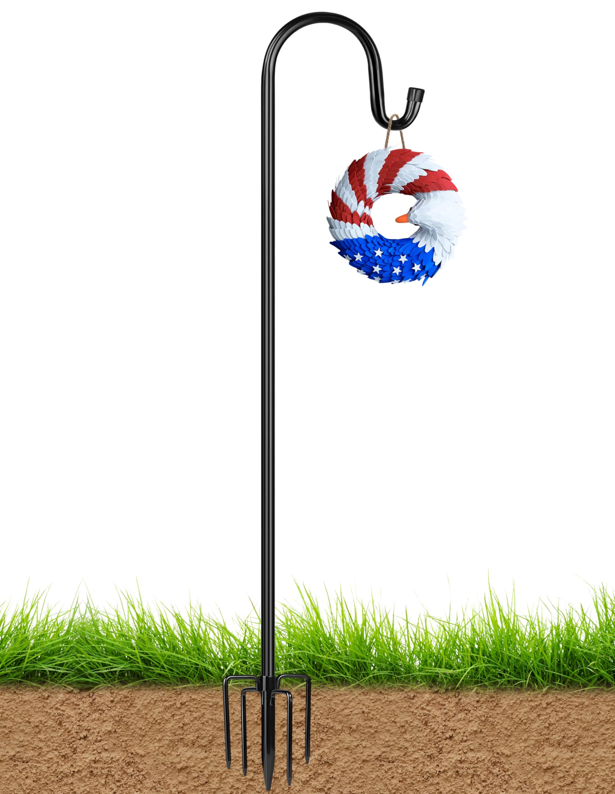 XDW-GIFTS Bird Feeder Pole for Outdoor, 92 Inch Shepherds Hooks Heavy Duty Garden Pole for Hanging Plant Basket, Solar Light Lanterns, Garden Plant Hanger Stands with 5 Base Prongs-picture-11