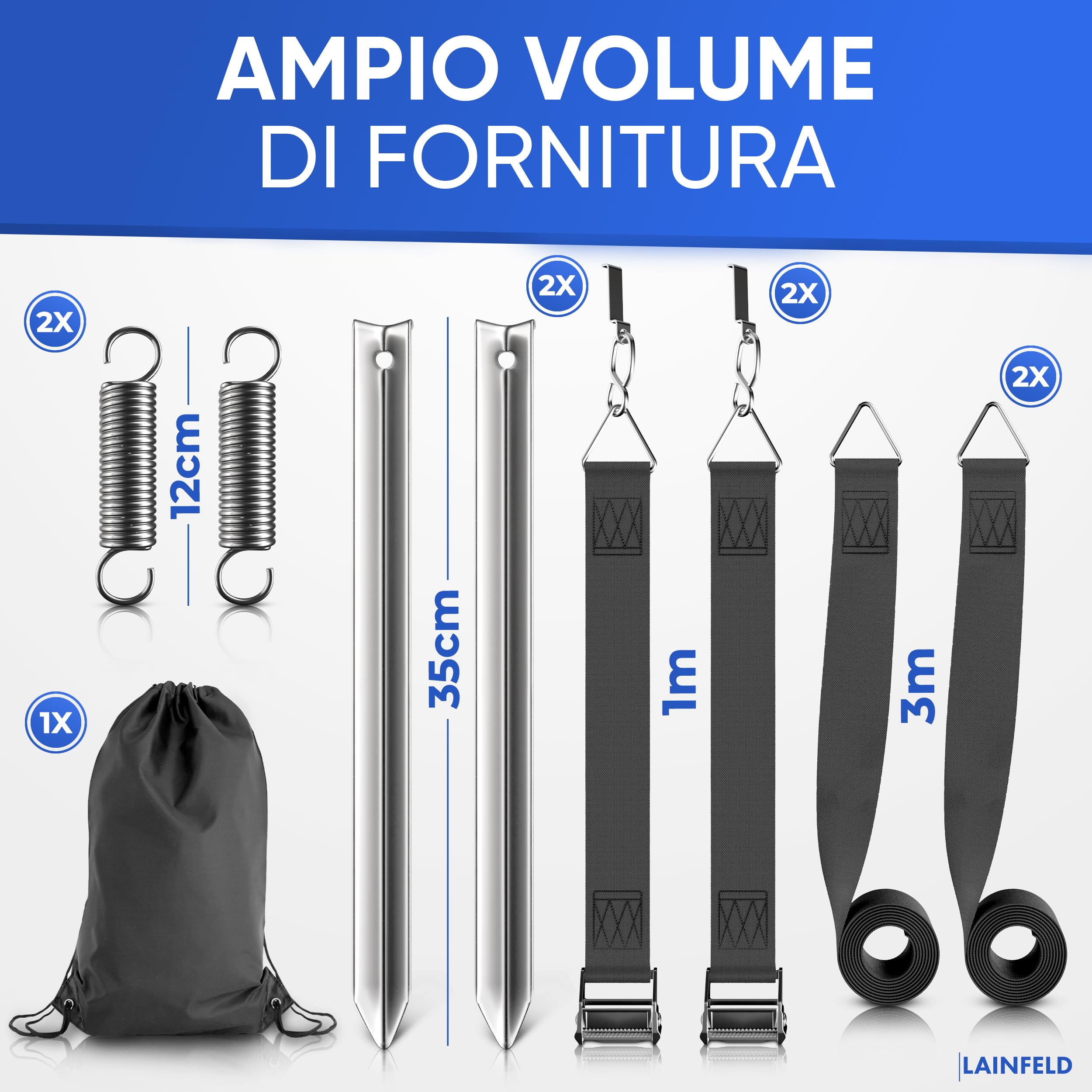 LAINFELD Protezione anti-tempesta per tenda da sole Thule Omnistor | Ancoraggio a terra da 35 cm | Tensionamento anti-tempesta per tenda da sole, corde di tensionamento, accessori per camper