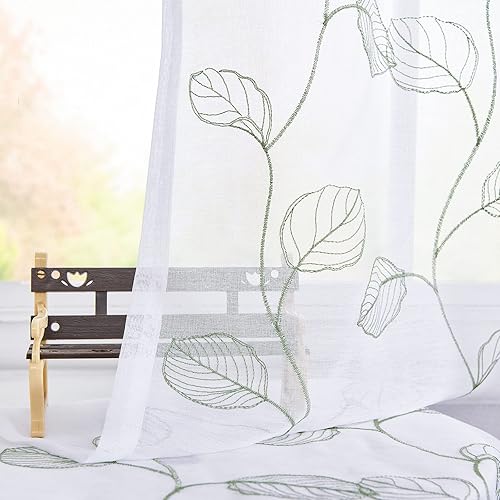 Miniatura 2 de Valance Cenefa de cocina con diseño bordado de hojas