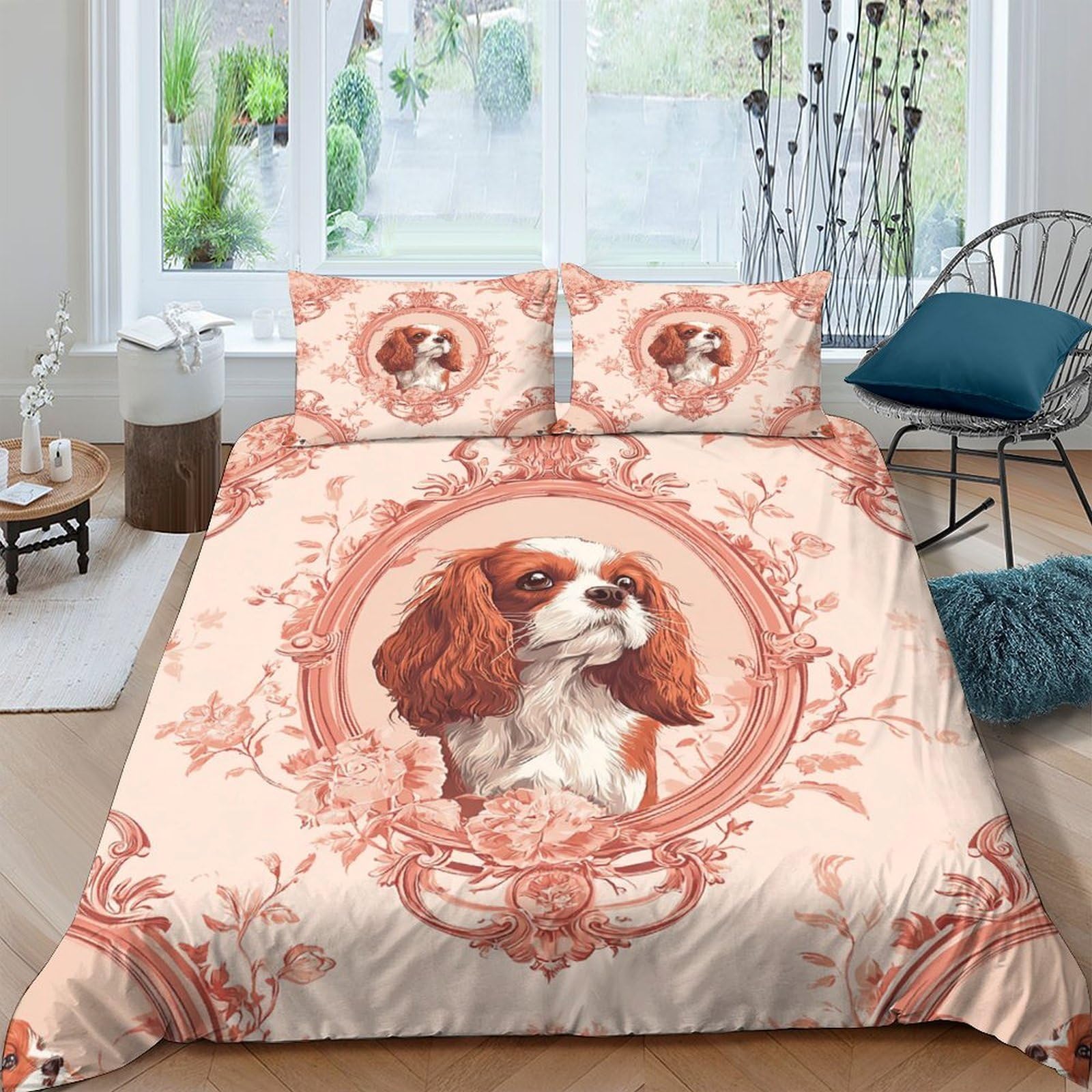 Ctjqhvkz Style-3 3D Printed Vintage Dog Fitted Sheet Microfiber Soft Breathable Classic Portrait Bed Sheet For Bedroom Guest Room Decor Single（135X200cm）