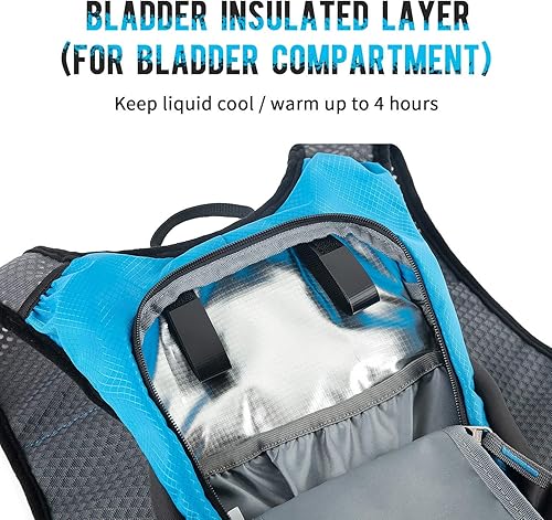 Miniatura 3 de Gelindo Mochila de hidratación Mochila de agua para correr con vejiga de hidratación de 2L, paquetes de chaleco de hidratación de ciclismo aislado