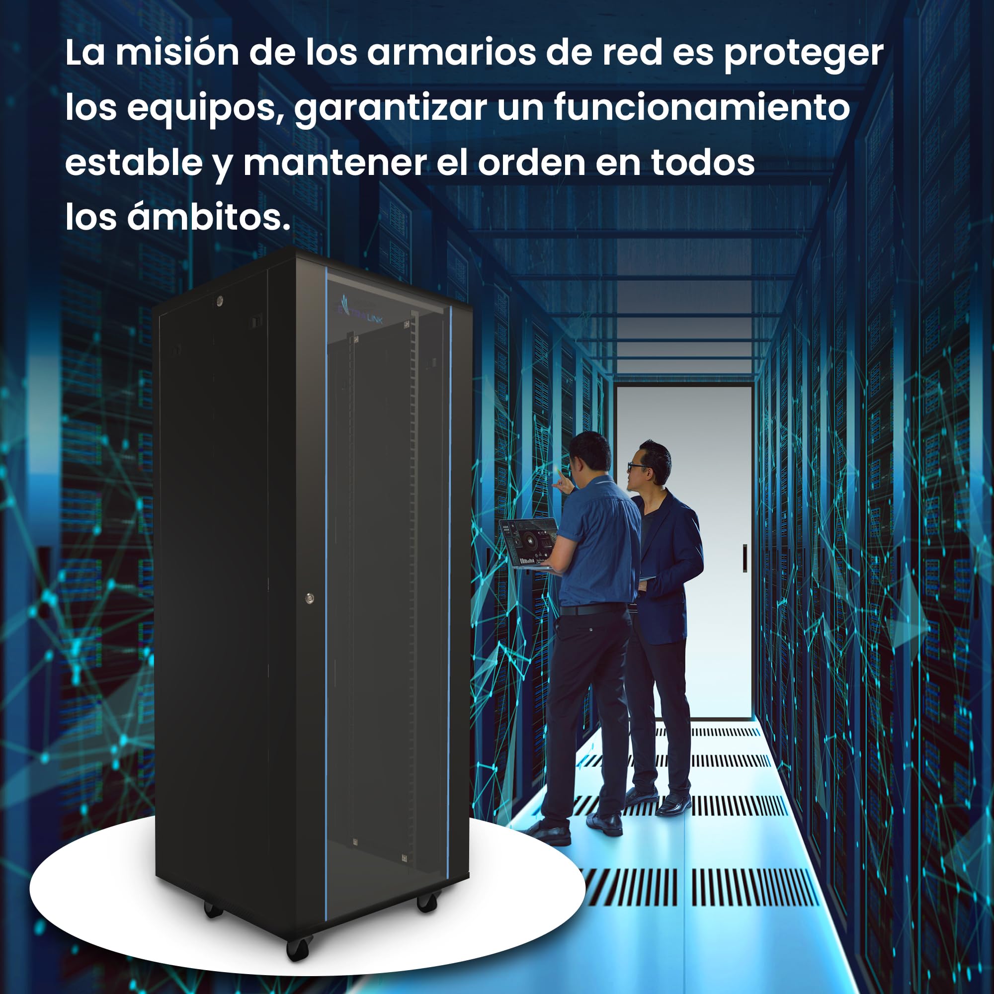 Armario Rack 19 Pulgadas 37 U 600x800 Independiente Paneles Laterales Desmontables Marco para autoensamblaje Armario de Red para UPS Switch Vidrio Templado Negro Armario Rack de servidores