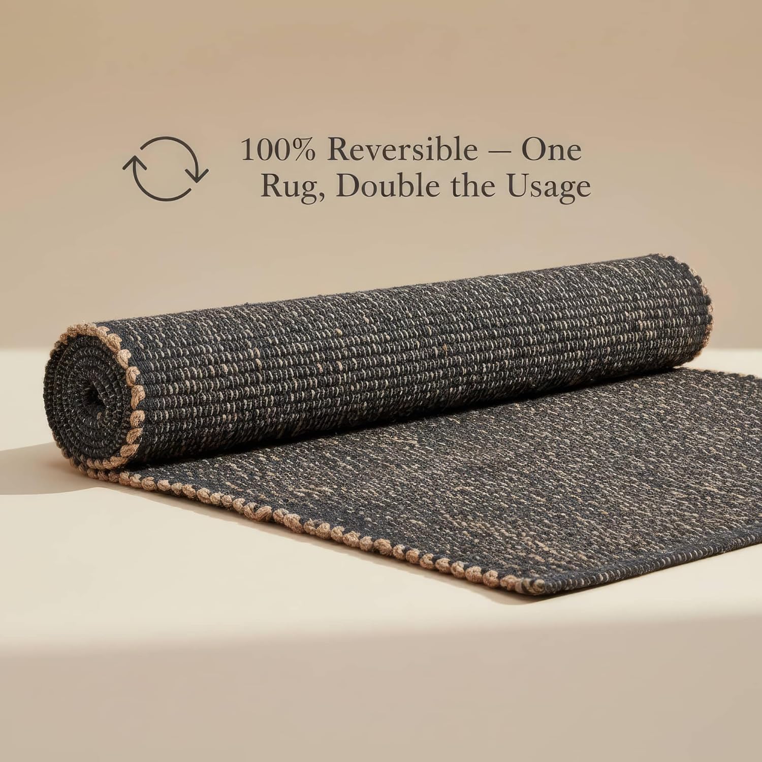 Charcoal Gray 20X30 Jute Rug Braided Construction - Farmhouse Woven Carpet - Mid-Century Modern Floor Covering for Entryway or Kitchen, 20" x 30"