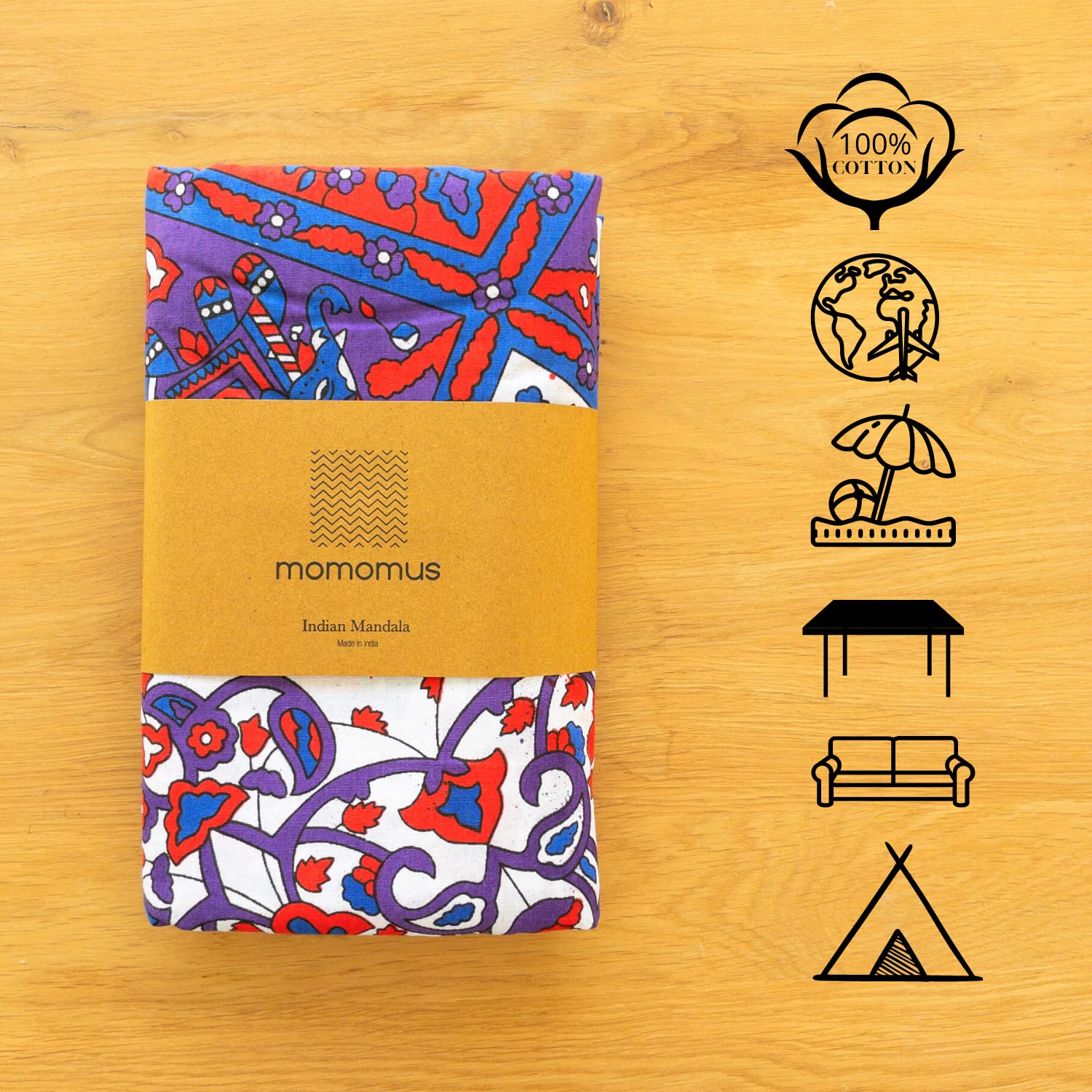 MOMOMUS Telo da Picnic XXL Antisabbia 210x230 cm Lilla