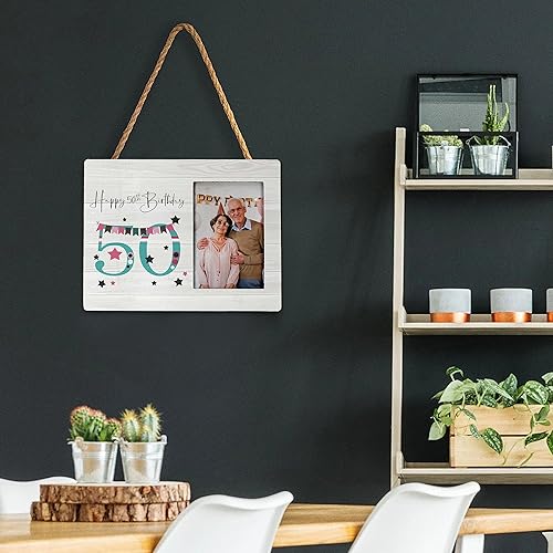 Miniatura 4 de FONDCANYON Marco de fotos de feliz cumpleaños 50, marcos de fotos de regalo de cumpleaños de cincuenta años, regalos para cumpleaños 50 para