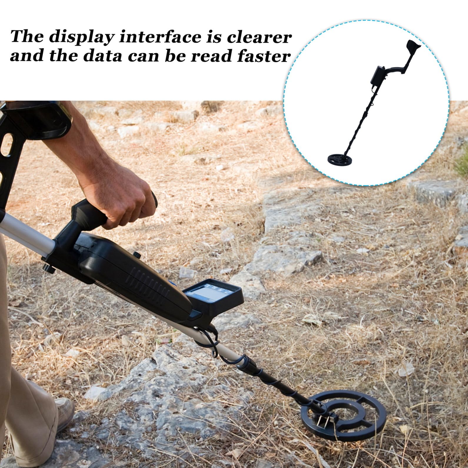 GALPADA Detector de Metales Portátil para Exteriores Alta Sensibilidad, Volumen Ajustable y Sonda, sin Batería, Diseño Ligero y Material Plástico y Metal