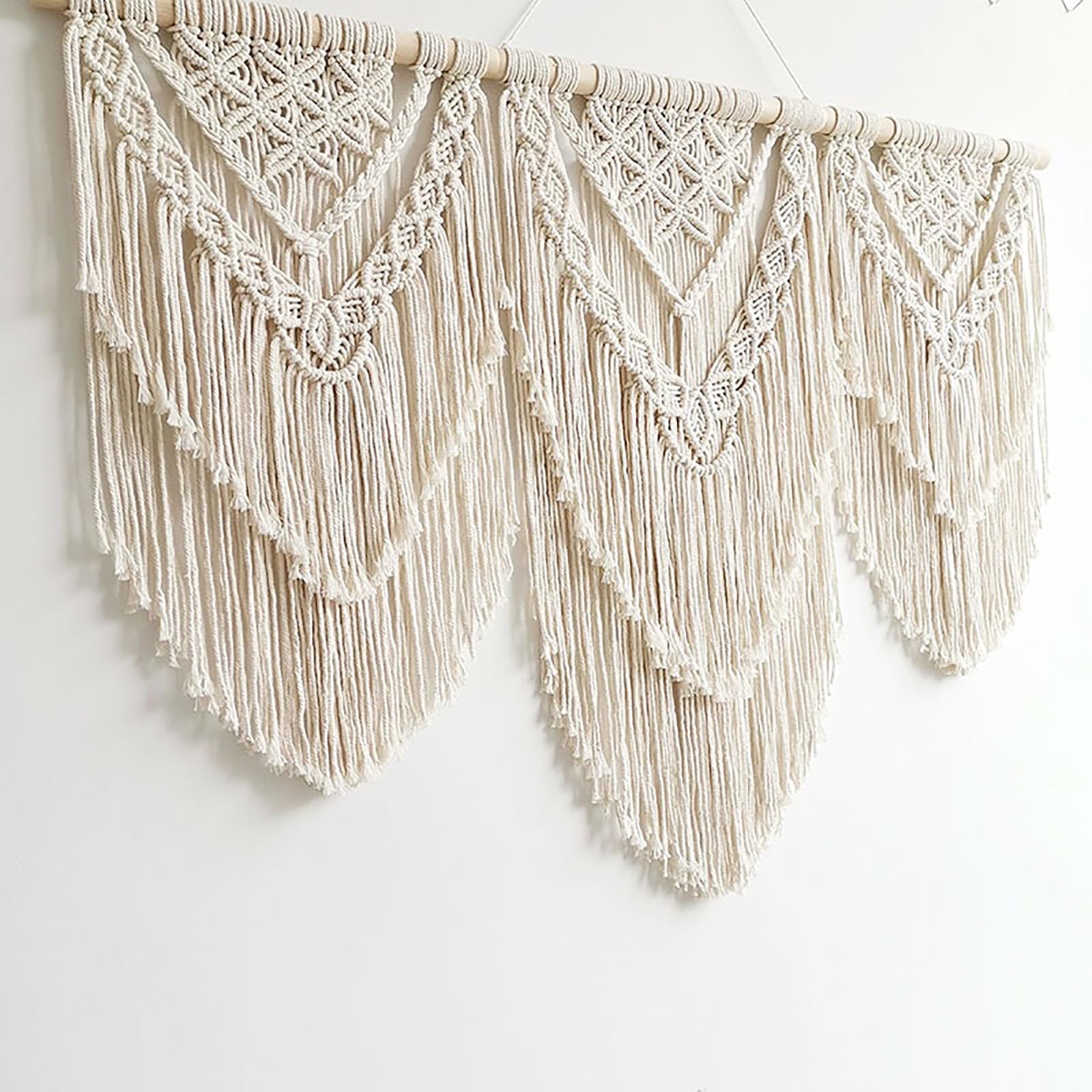 Achart Tapiz de macramé para colgar en la pared, decoración de pared bohemio, arte de pared grande, tapiz de macramé, decoración bohemia para dormitorio (beige-H)