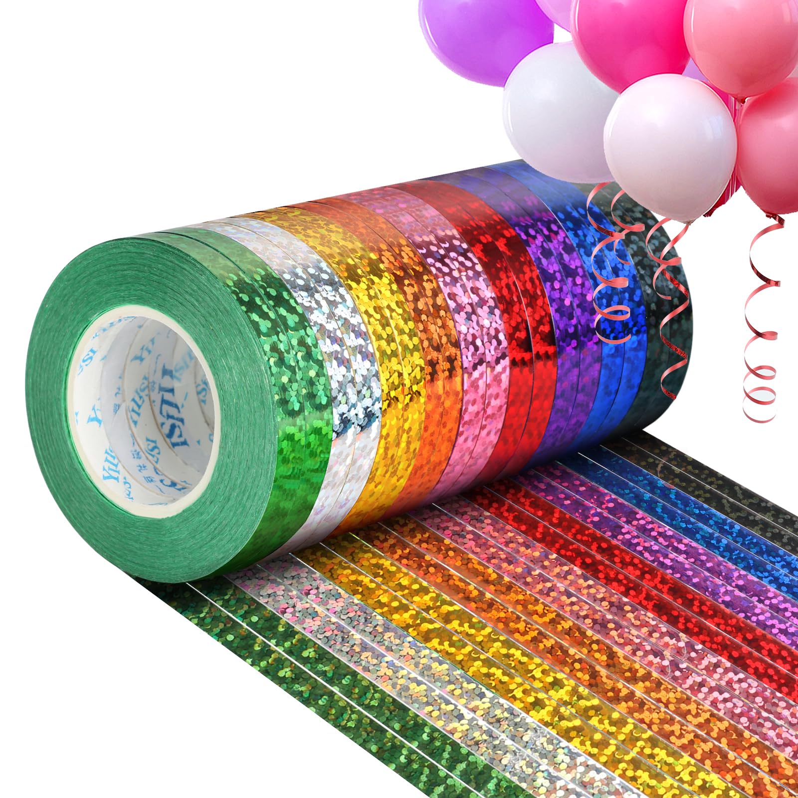 18 Rotoli Nastro Arricciato Per Palloncini - 9 Colori Metallizzati - 5mm X 10m - Per Pacchi Regalo E Decorazioni Feste