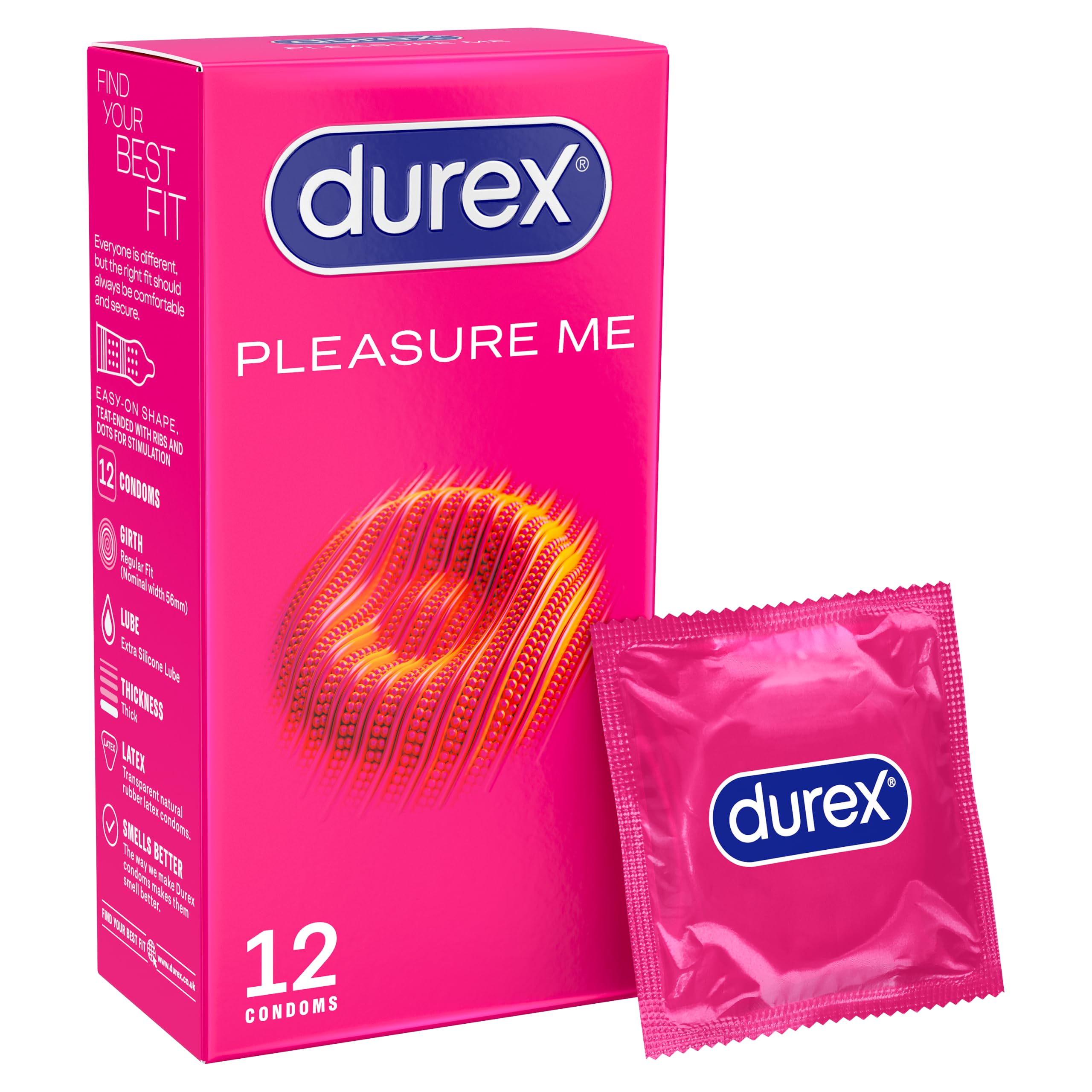 Durex Ribbed and Dotted Pleasure Me Condoms  12 Pack x 3