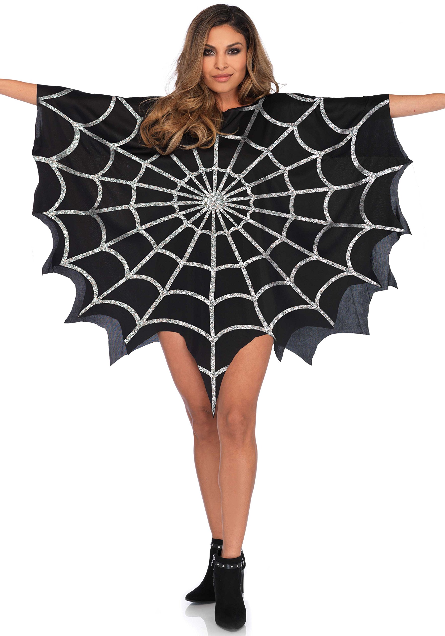 Spider Web Black Glitter Poncho