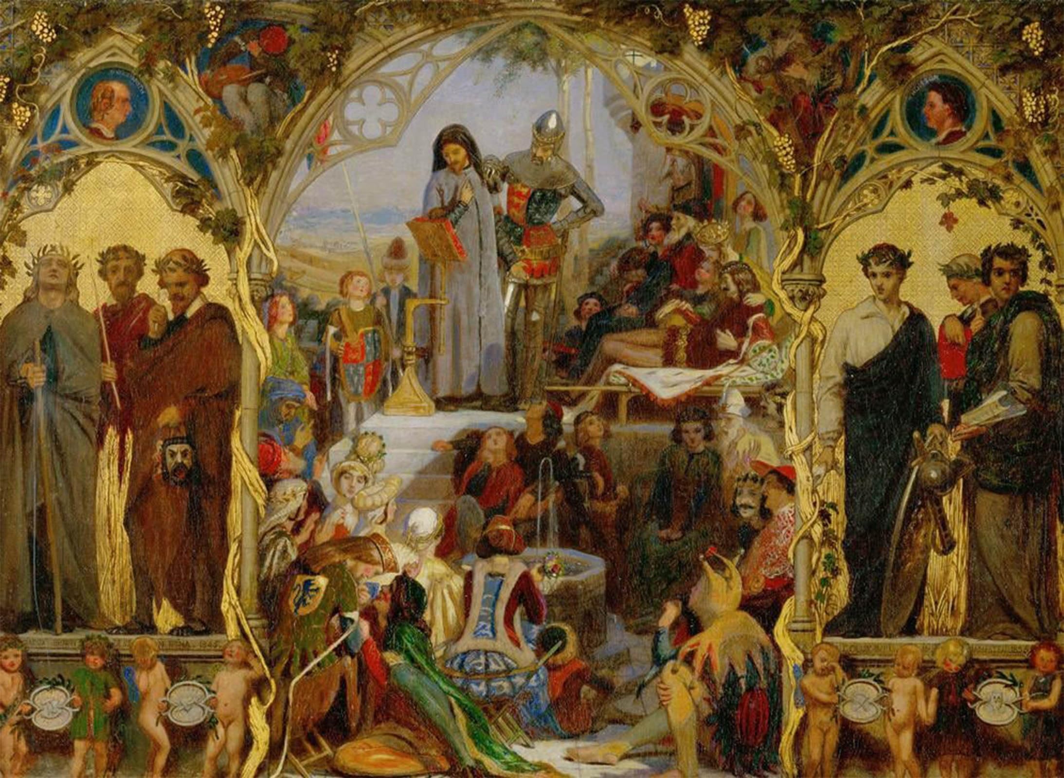 ARTXLXXBN Famous Prints Artwork Pictures Poster Painting Art Chaucer Seeds and Fruits Brown by Madox Brown Artwork Landscape Pictures for Home Decor 60x90cm