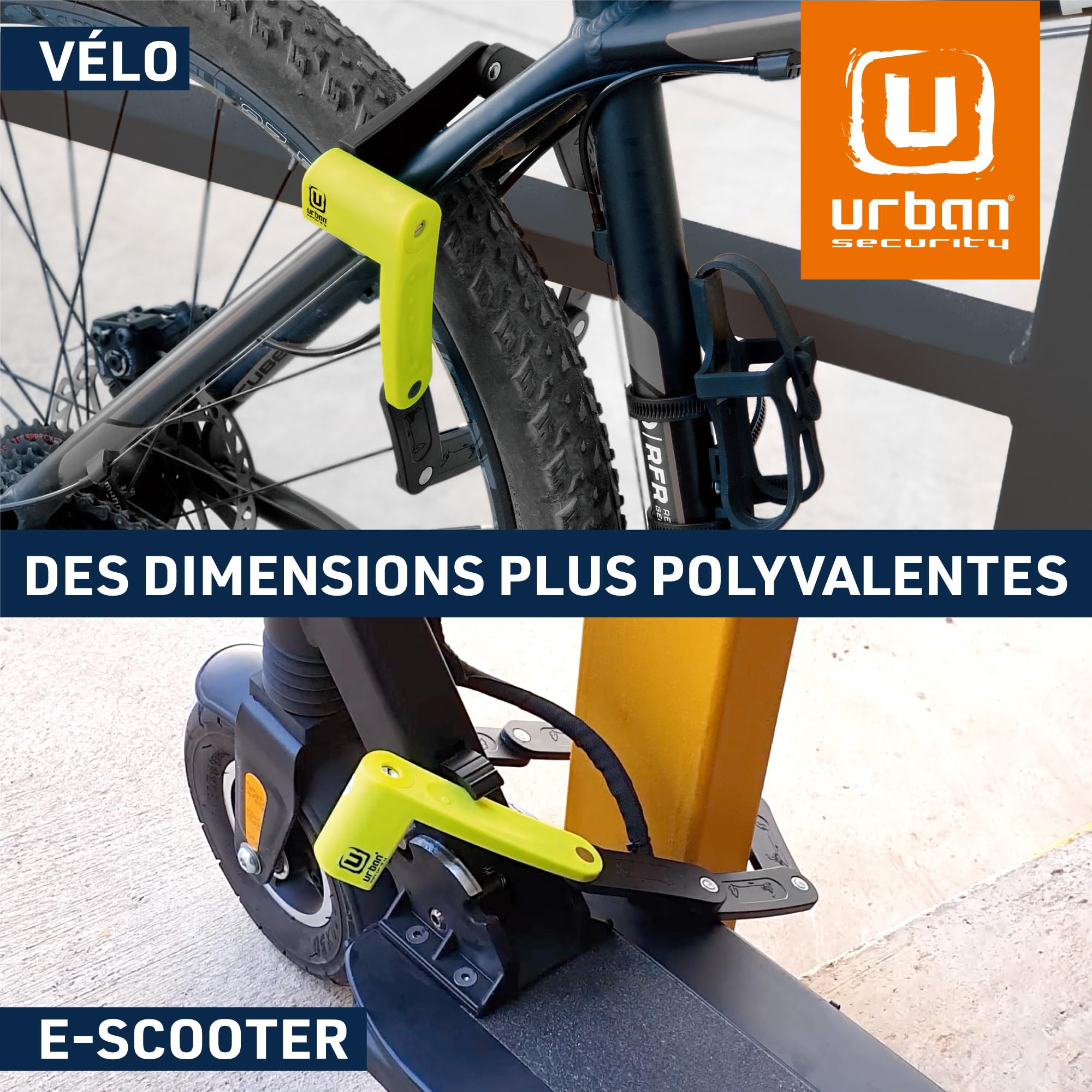 URBAN UR469Y Cadenas Velo Pliable, Visible, 70cm Plus Compact, Plus Facile à Transporter Sans Bruit, Protection Anti-rayures, Anti vol avec Serrure Haute Sécurité, Polyvalent pour Vélo Trottinette