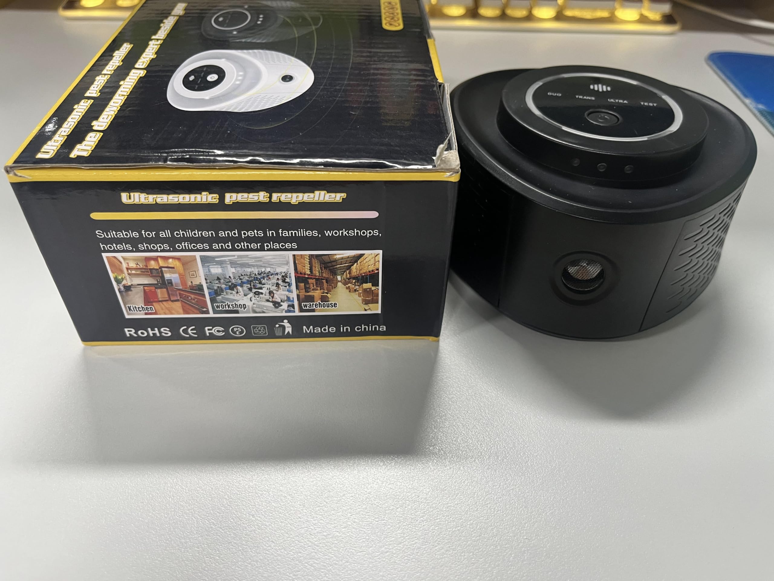 Repelente ultrasónico de ratones de 360° para control de plagas en interiores para roedores, ratones, ratas, ardillas, murciélagos, cucarachas, arañas, hormigas, insectos, dispositivo repelente