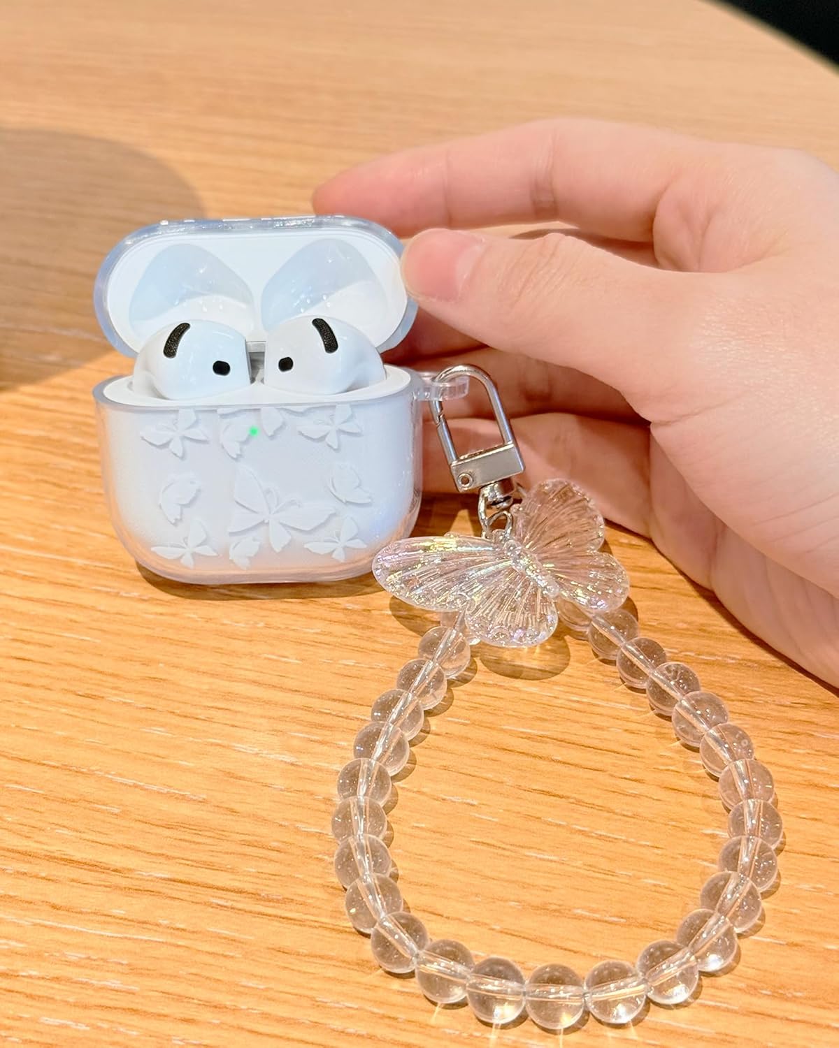 Compatible with AirPods 4 Case Cute Clear, Shockproof Soft TPU Protective Airpod 4th Generation Case Cover for Girls Women with Keychain Designed for AirPod 4th Gen 2024, Butterfly - Image 5