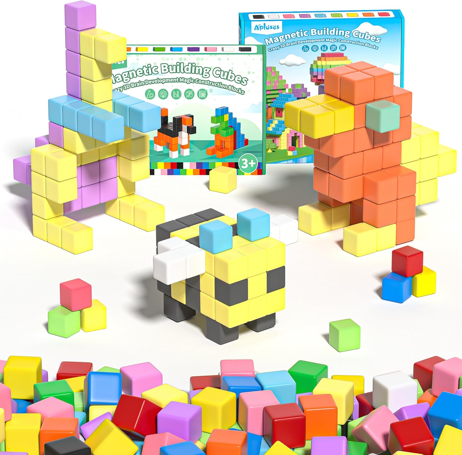 118PCS Magnetic Building Blocks Set for Toddlers, STEM Educational Toys, Montessori Learning Cubes, Sensory Play for Boys & Girls 3-8 Years Old