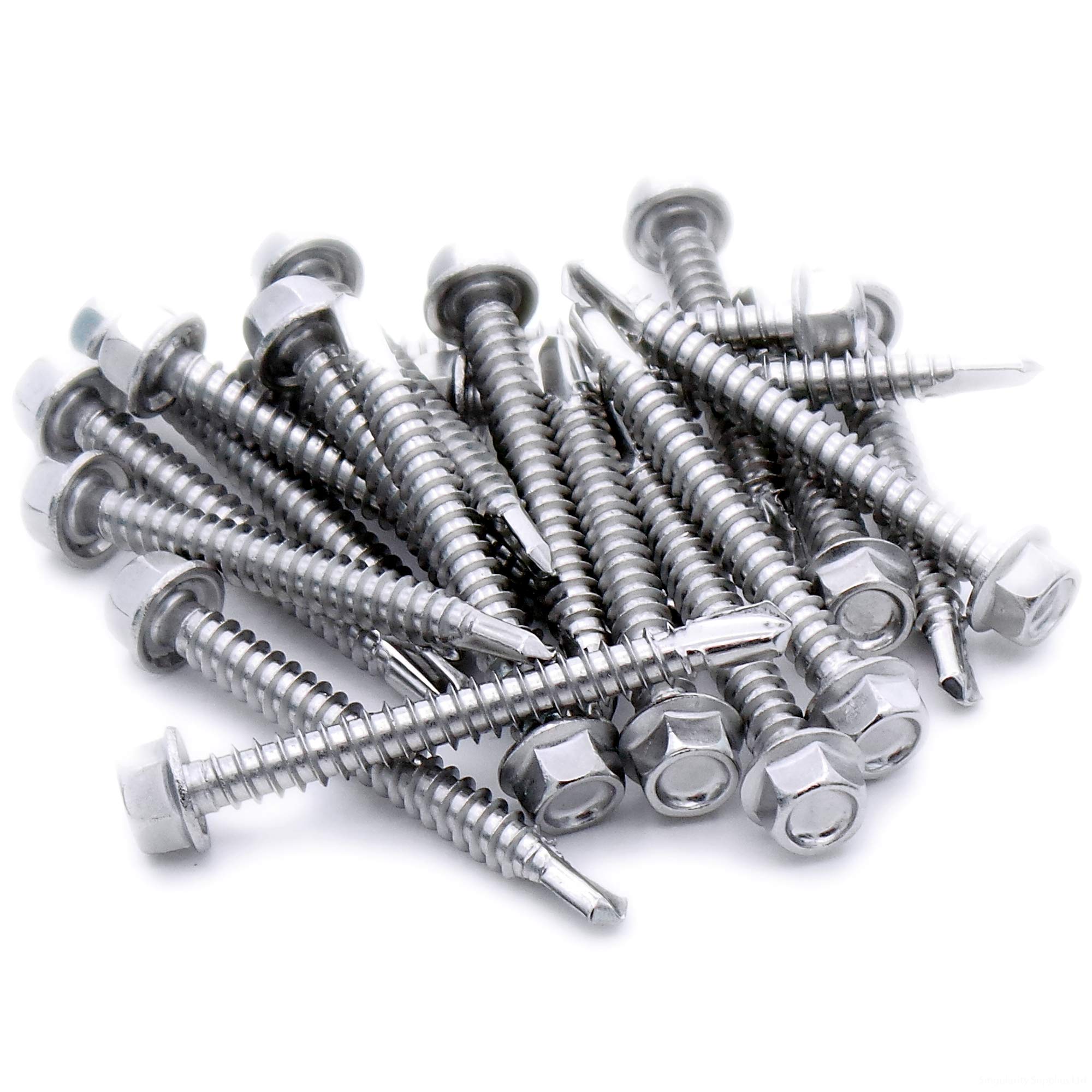 Singularity Supplies Silver No.10 X 0.7 (4.8Mm X 19Mm) Hex Self-Drilling Screw (Flanged) - Stainless Steel (A2) (Pack Of 20)