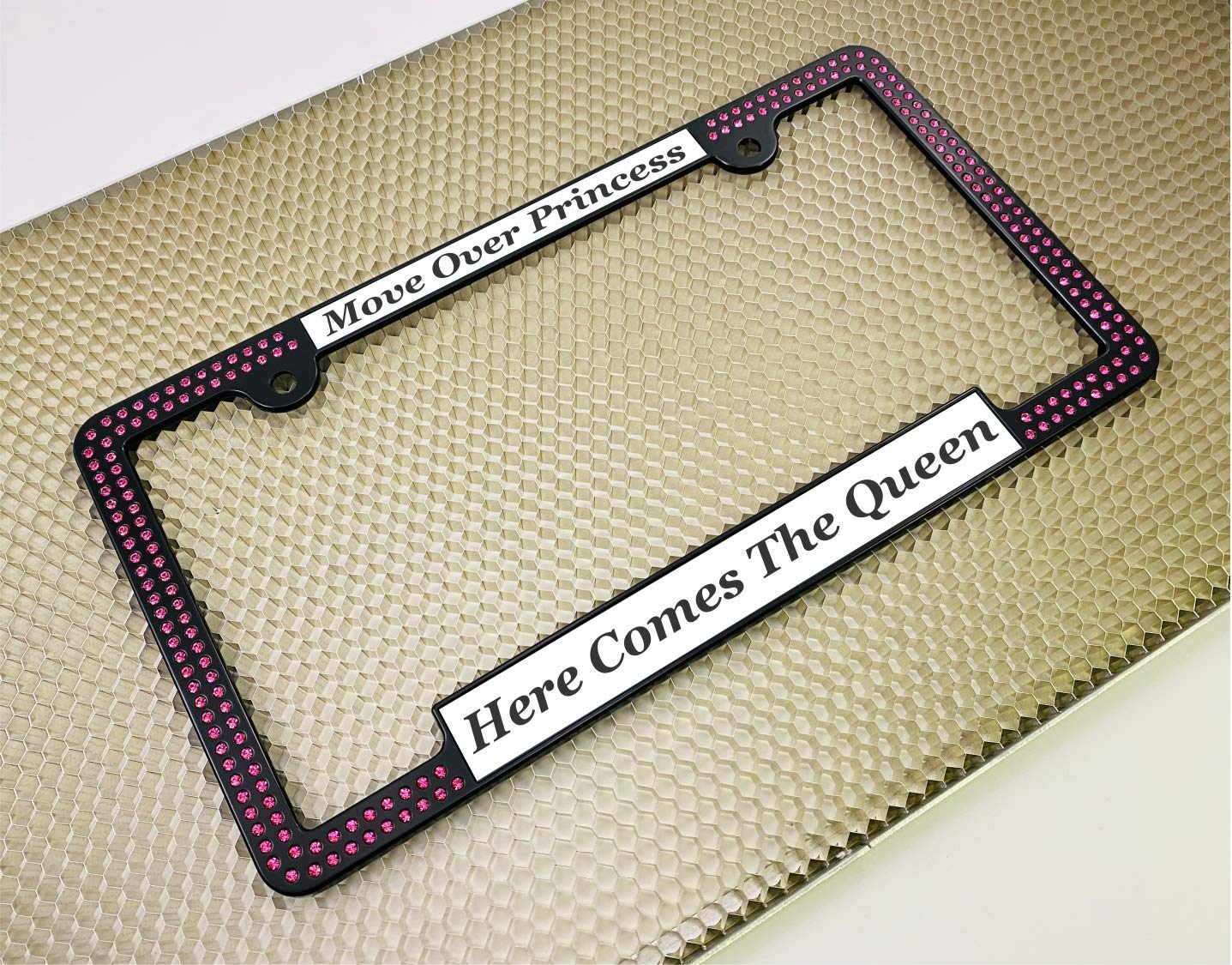 Crystals - Custom Personalized Black Metal Car License Plate Frame with Pink Cr - Picture 55 of 132