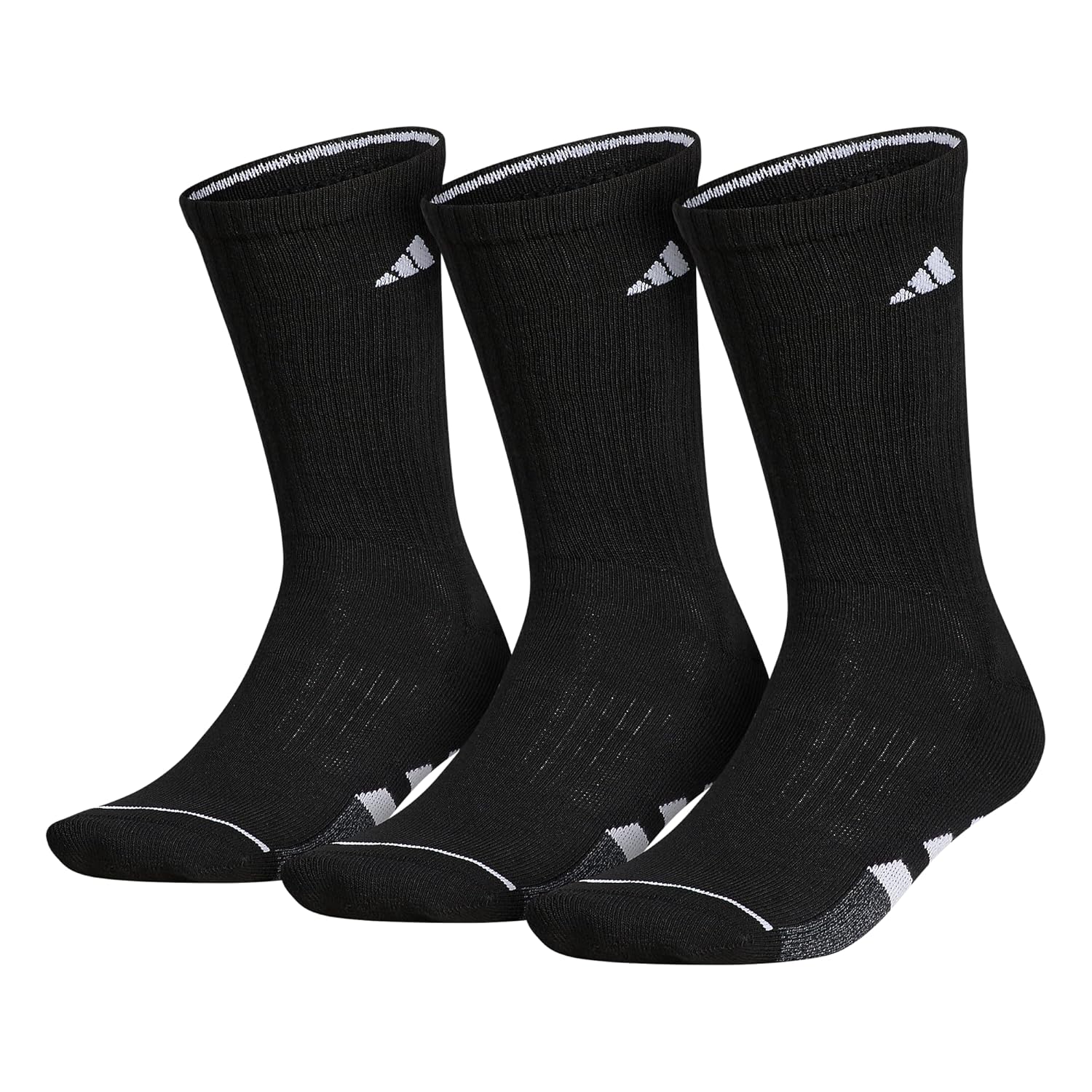 adidas Men's Cushioned Crew Socks (3Pair), Black/White/Black Onix