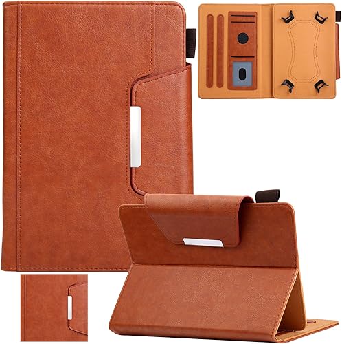 Funda universal para todas las tabletas de 7.0 pulgadas, soporte de visión multiángulo de piel sintética con ranuras para tarjetas para Samsung