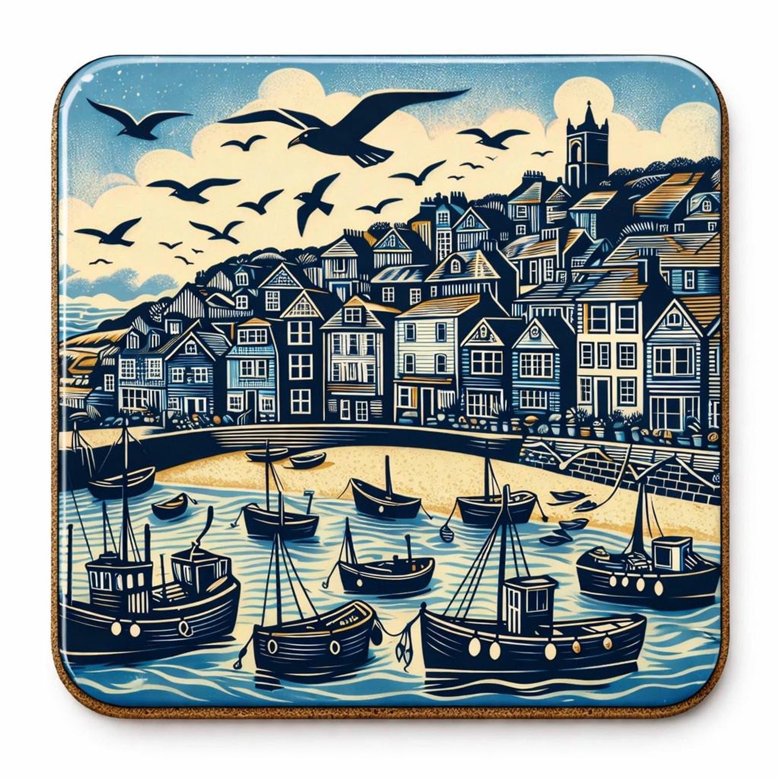 Half a Donkey Cornish themed Harbour cork back coaster