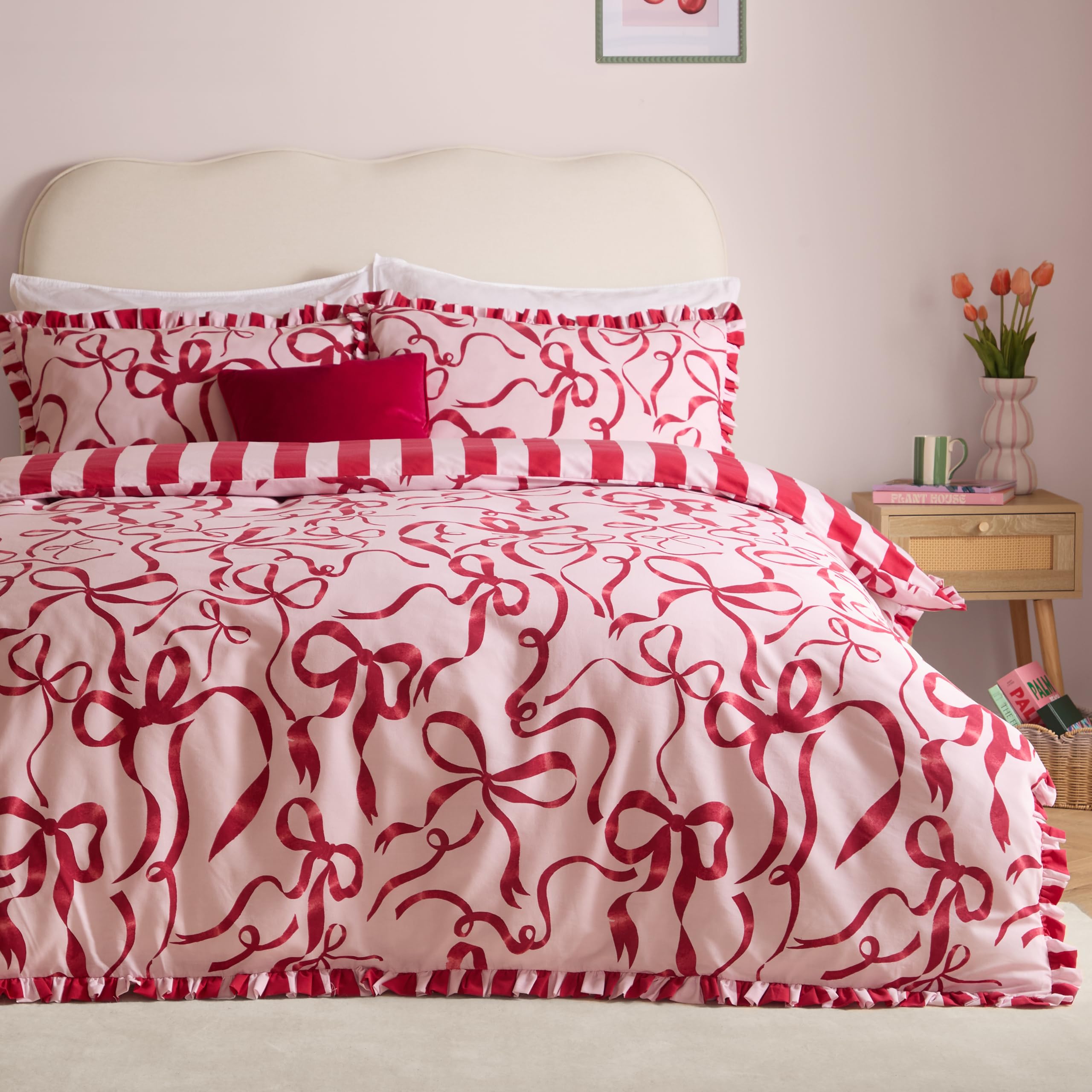 furn. La Vie En Bows Duvet Cover Set (Pink/Red - Double) — image 1