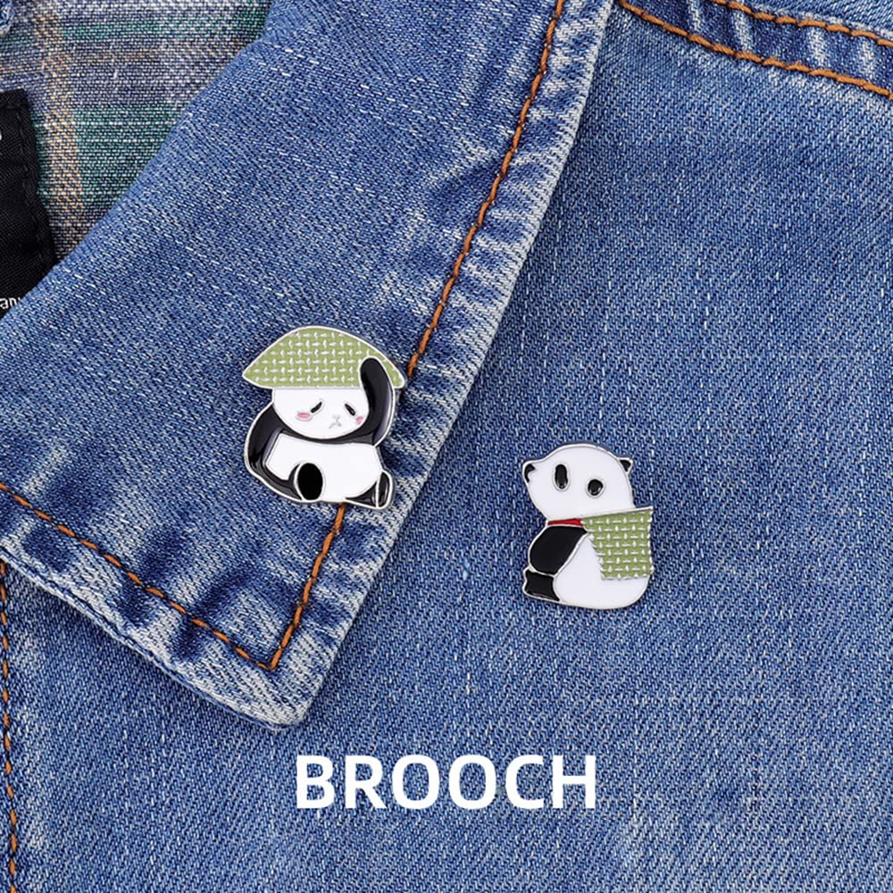 Lindos pines esmaltados de panda, broche de dibujos animados divertidos, alfileres de mochila Kawaii Panda Bear Juego de pines de solapa para amantes de panda, regalo de joyería, Metal, No es una 6