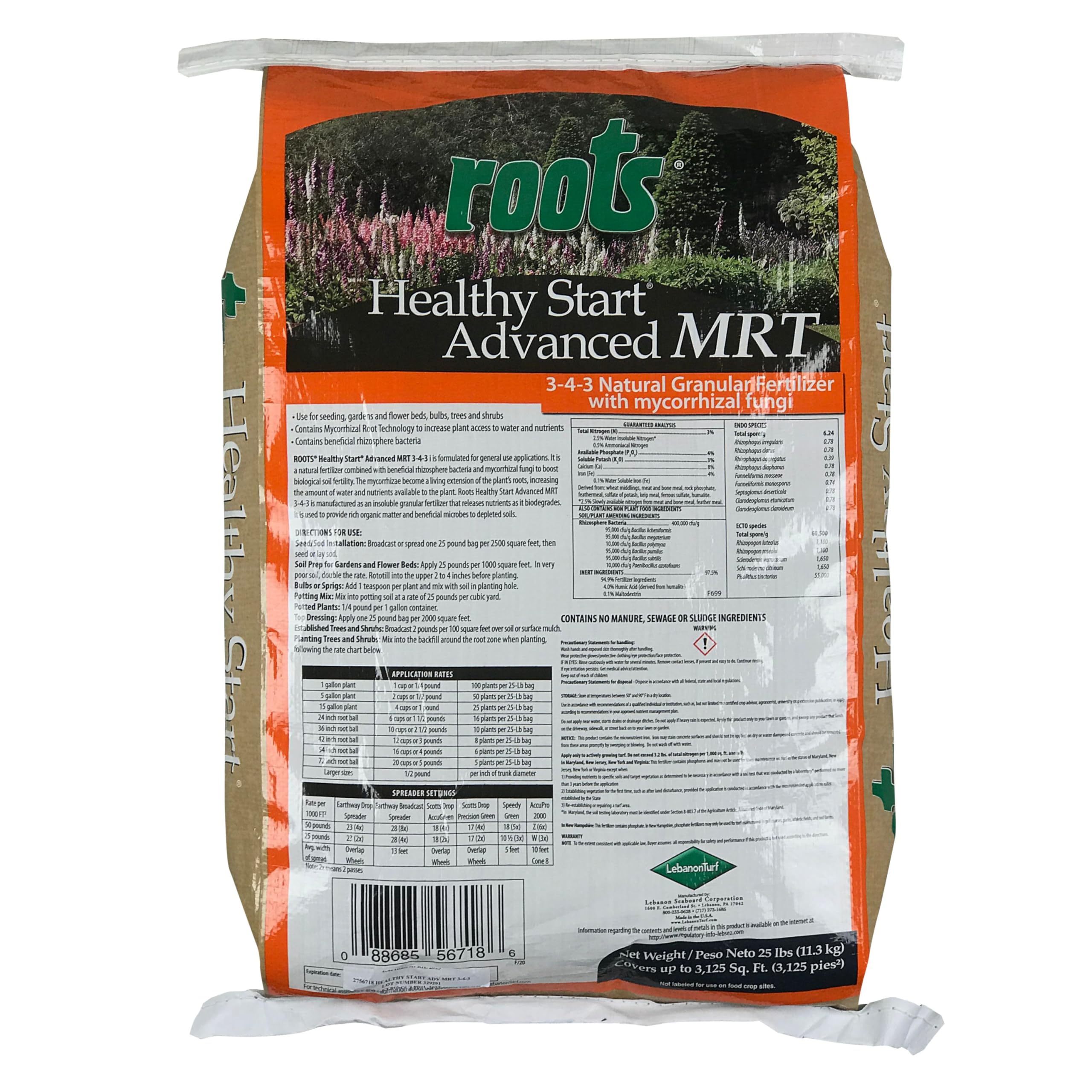 Roots Healthy Start Advanced 3-4-3 Natural Granular Fertilizer with Mycorrhizal Fungi 25 lb