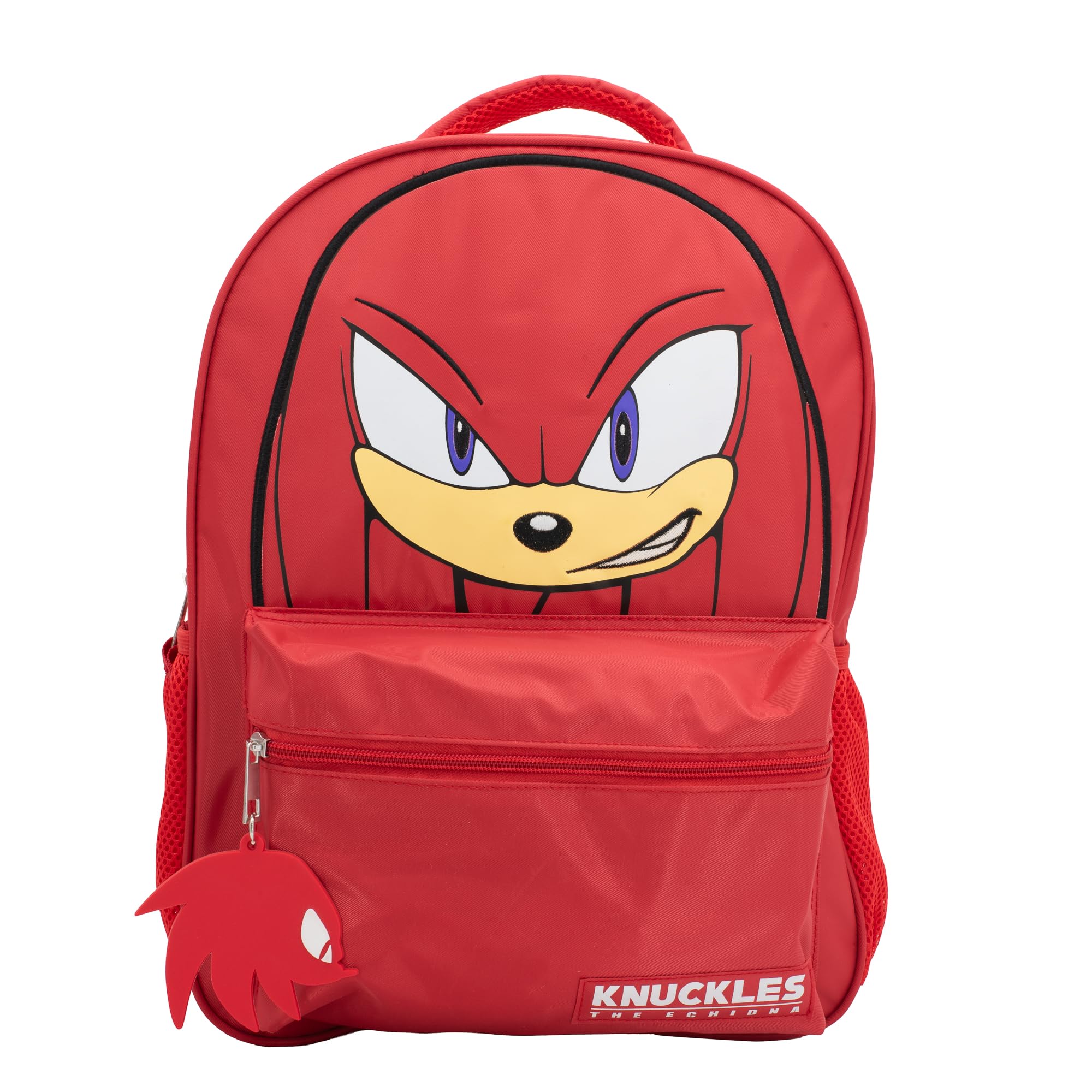 AI ACCESSORY INNOVATIONS Sonic The Hedgehog Backpack for Boys & Girls, Knuckles 16 Inch Schoolbag with 3D Features, Durable School Bag for Kids, Red