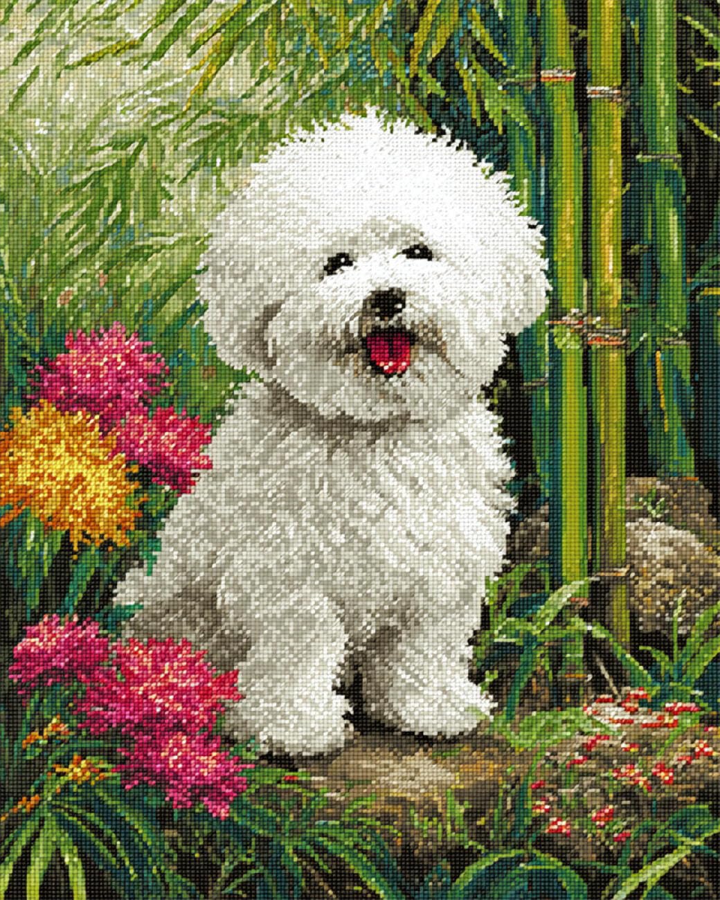 RKFLGEW DIY Embroidery Beads Set Cartoon White Dog 50x70cm