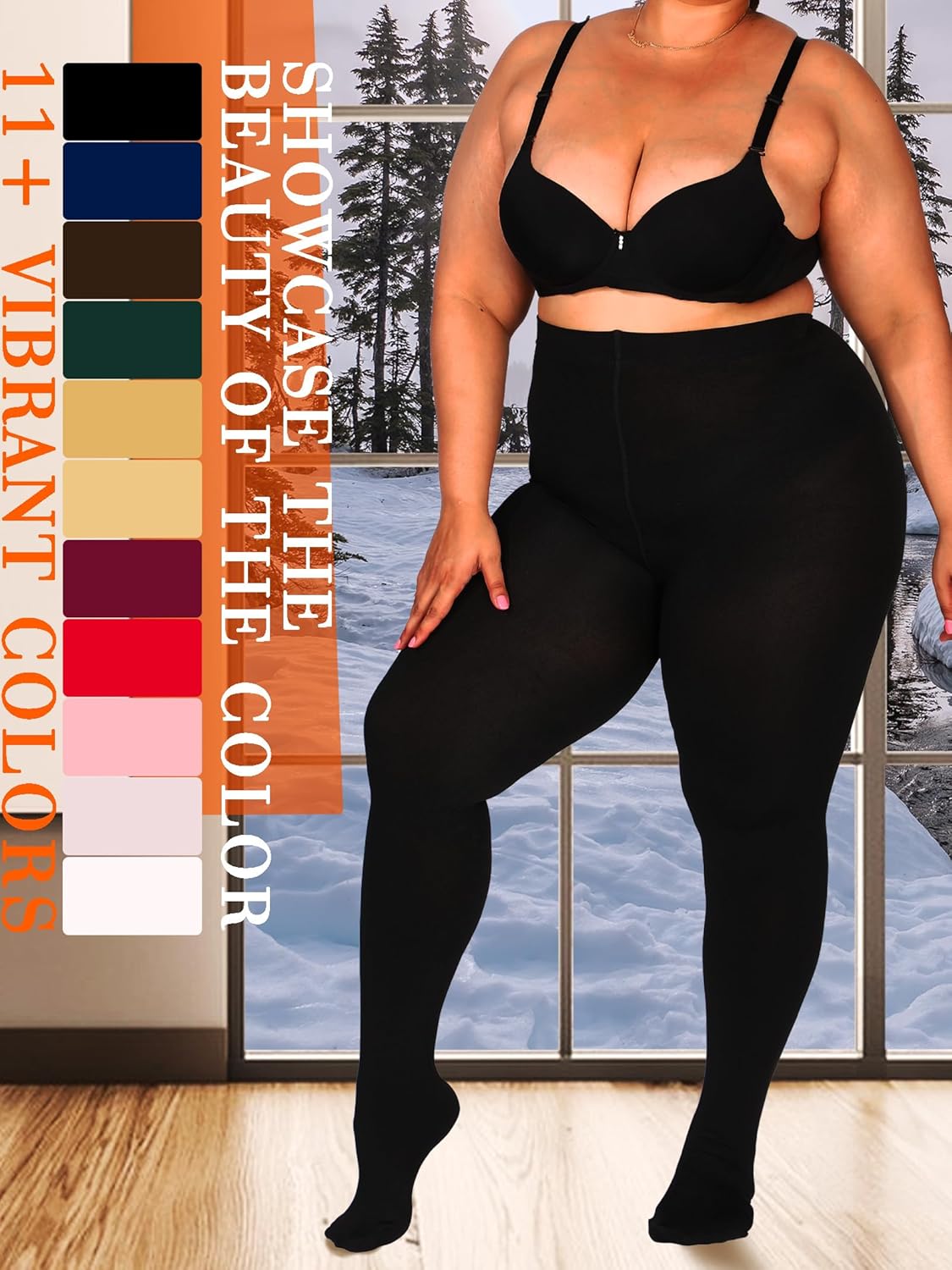 HONENNA Plus Size Fleece Lined Tights