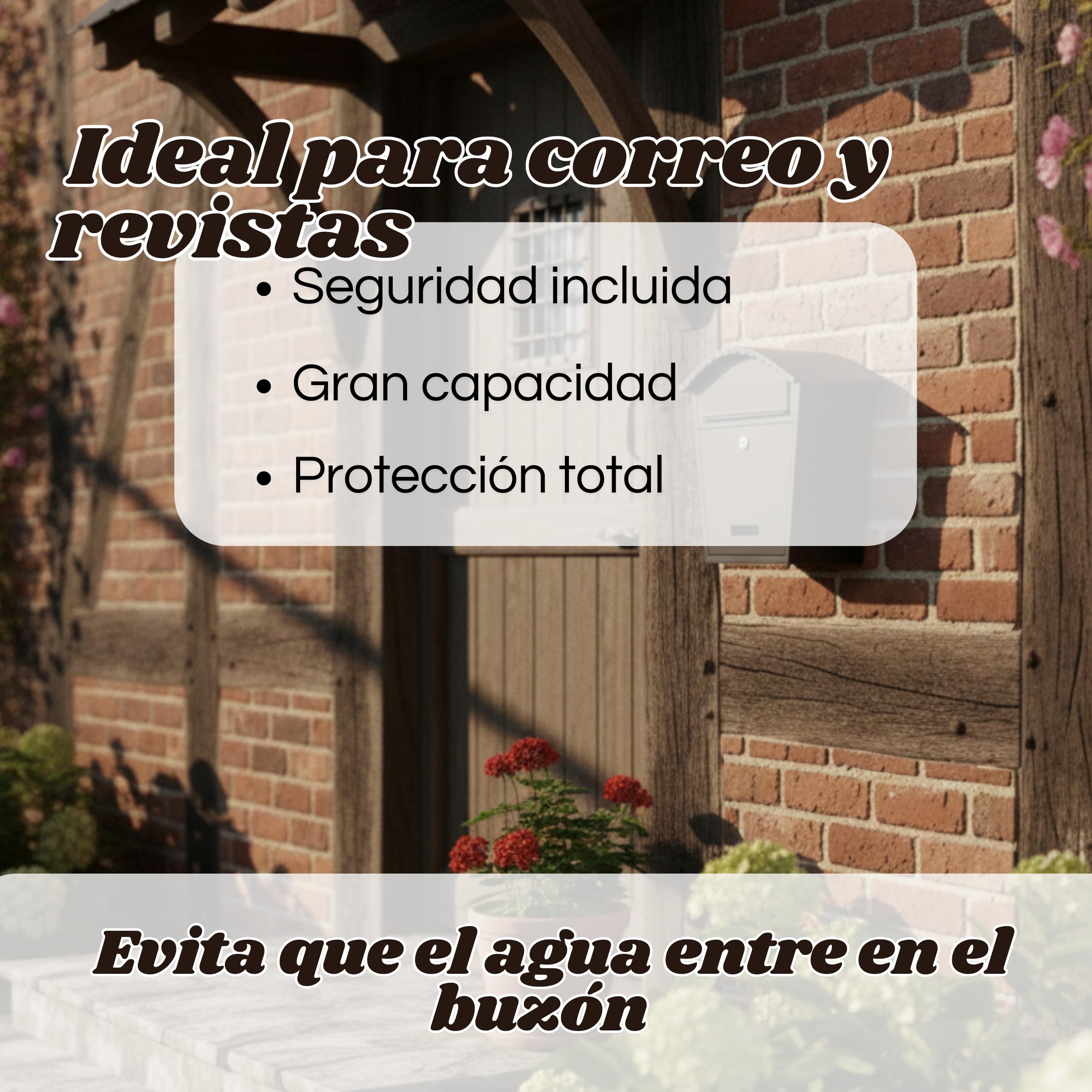 WEIDA Buzón Exterior de Acero INOX Individual | Buzones de Correos Exterior Resistentes, Elegantes, Antilluvia, Tamaño M 36,5x37x13,5 cm | Buzón de Correos Seguro, Cerradura Frontal con Llave (Negro)