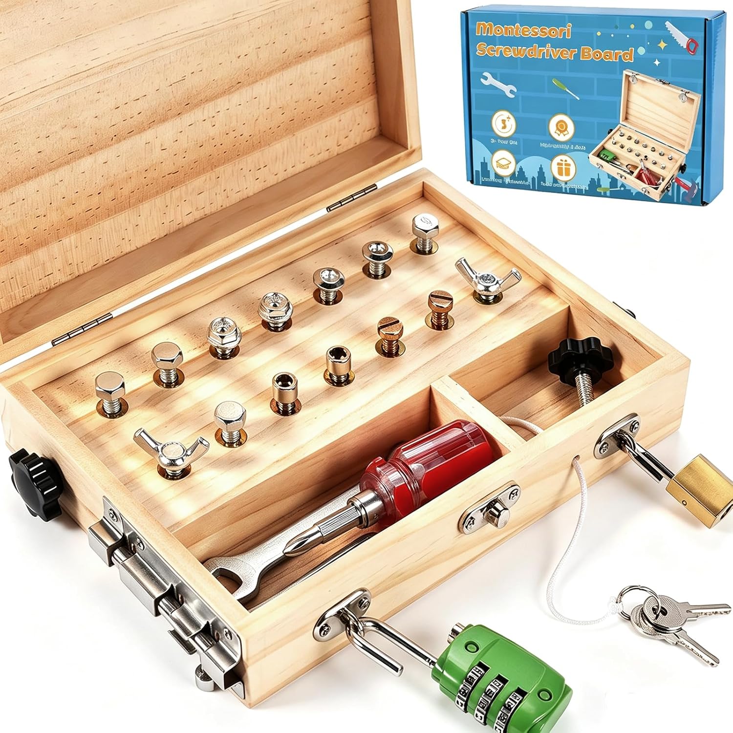 Montessori Screwdriver Board Set for 3 4 5 Year Old Birthday Gift