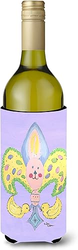 Vista 9 de Caroline's Treasures 8137LITERK Mardi Gras Fleur de lis Nation Botella de vino Hugger Botella Enfriador de Frigorífico Funda Abrazador Lavable a