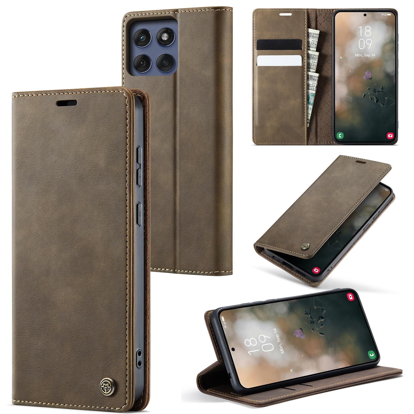 KQXG Cover per Motorola Edge 60 Fusion/Edge 60 Pro - Custodia a Libro Magnetica Portafoglio in Pelle Sintetica con Calamita, Flip Antiurto in Silicone -Blu