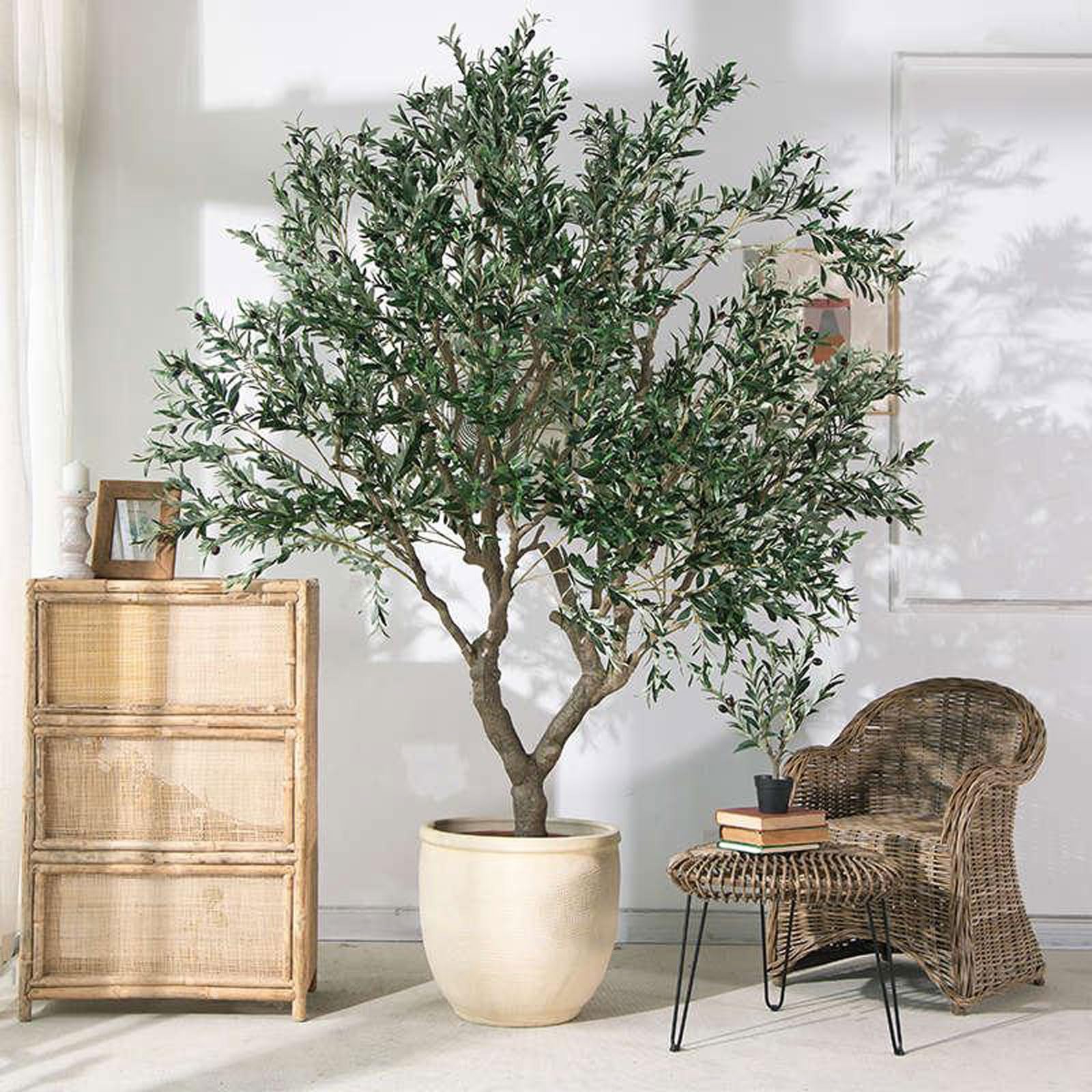 KIBONCY Artificial Olive Tree, Tall Faux Olive Tree Plants, Fake Olive Silk Tree with Branches and Fruits for Home Office Bedroom Foyer Porch Decor(1.2m/47.2in/3.9ft)