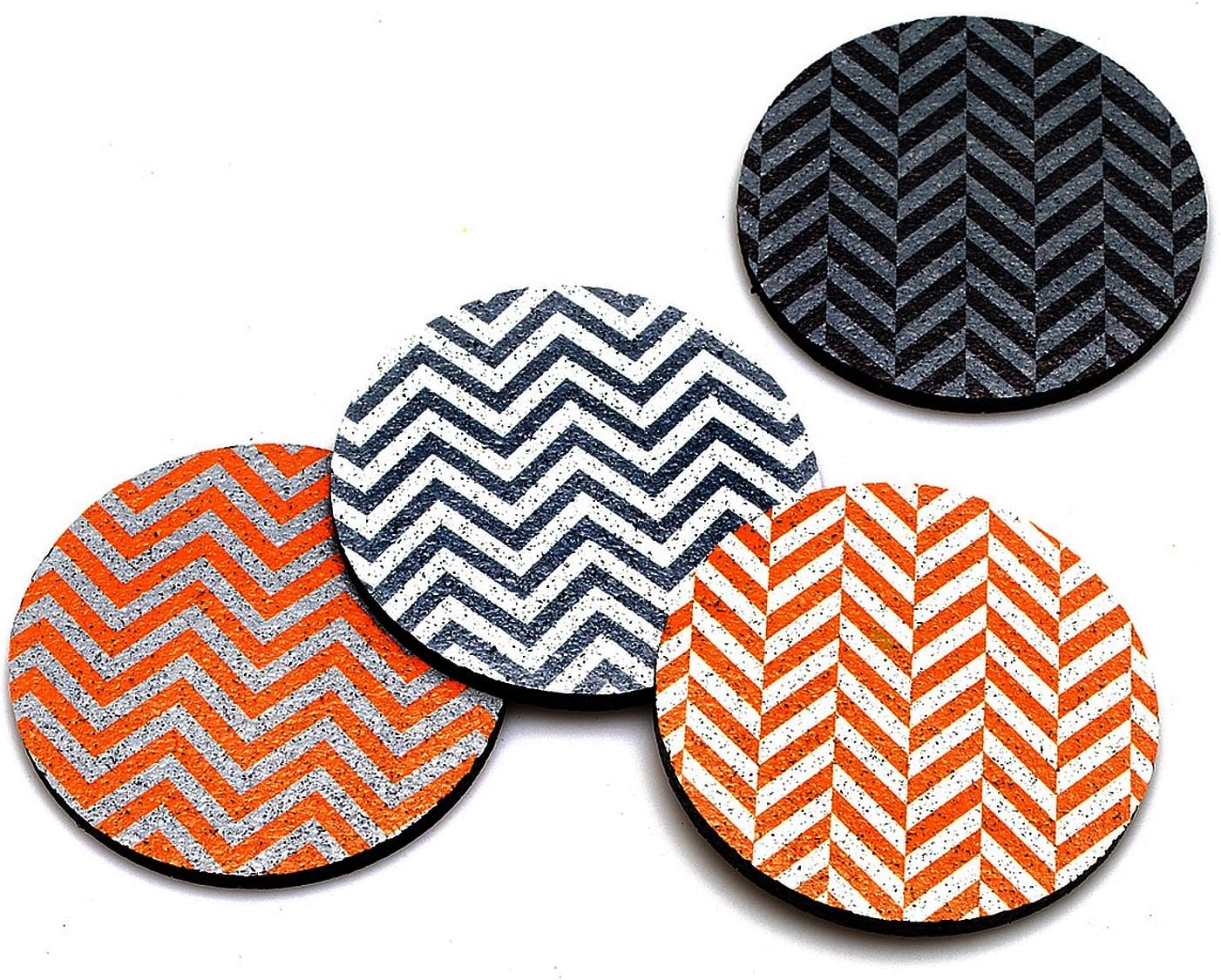 Flox 'Chevron in Tangerine' Rubber Coasters