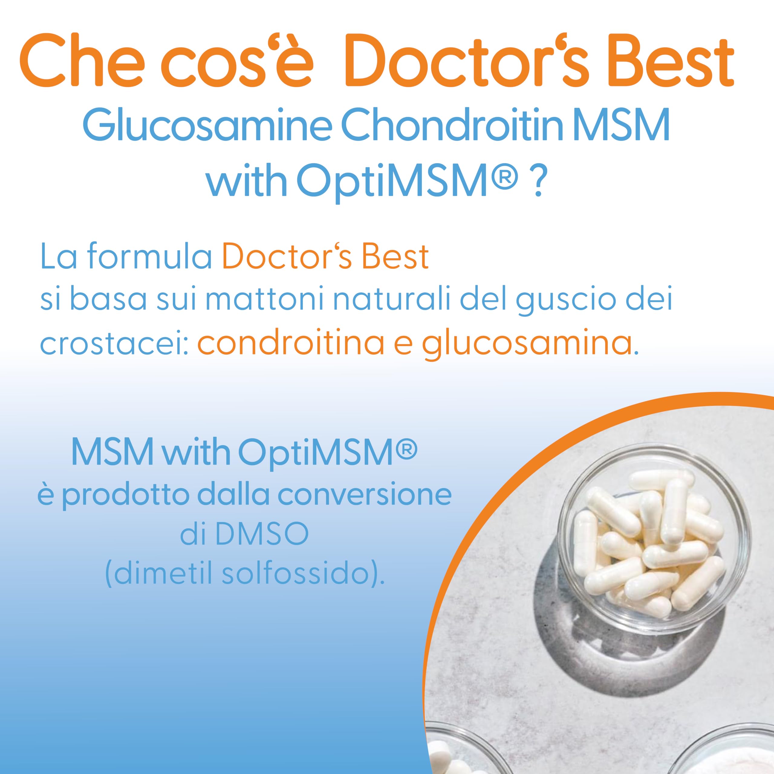 Doctor's Best, Glucosamina-Condroitina MSM, con OptiMSM, 360 Capsule, Testato in Laboratorio, Senza Soia, Senza Glutine, Non OGM