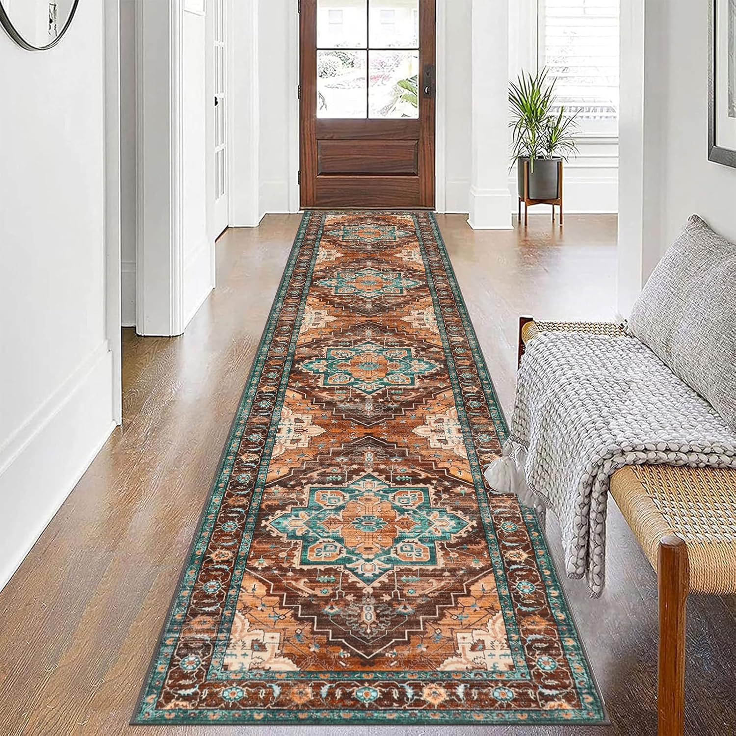 Pauwer Farmhouse Vintage Medallion Area Rug – 2×10, Soft Washable Kitchen Rug, Non Slip Floor Runner for Entryway, Laundry Pauwer Farmhouse Vintage Medallion Area Rug – 2×10, Soft Washable Kitchen Rug, Non Slip Floor Runner for Entryway, Laundry