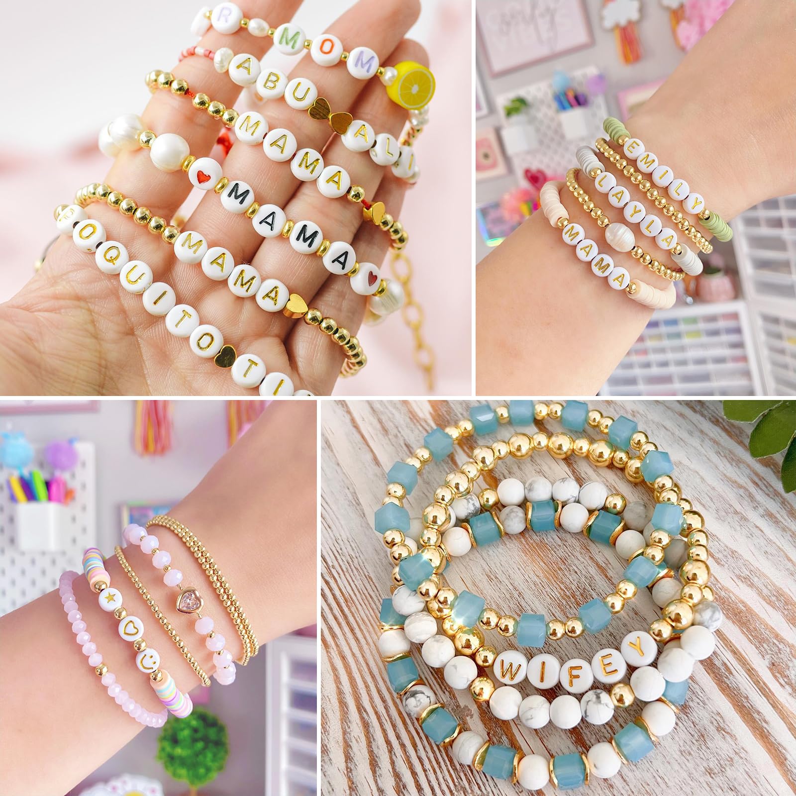 HARFINGTON 100 Pcs Acrylic Letter Beads - 4x7mm Colorful Alphabet Beads For Jewelry Making