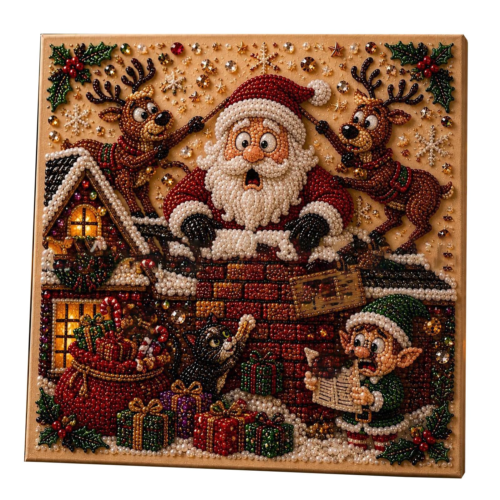 Christmas Pearl Diamond Painting Kit Adults Wall Art DIY Home Decor Gift