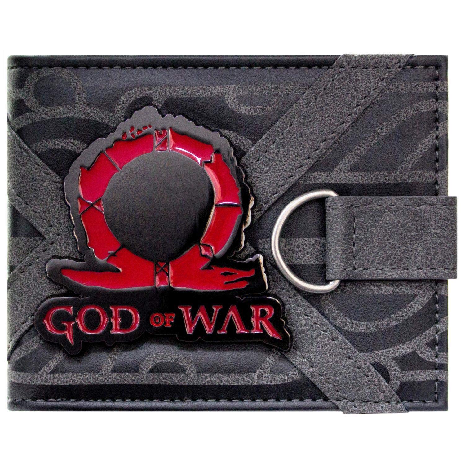 God of War Omega Rune Emblema Metallico Portafoglio/Portamonete Bi-Fold ID & Porta Carte, Nero